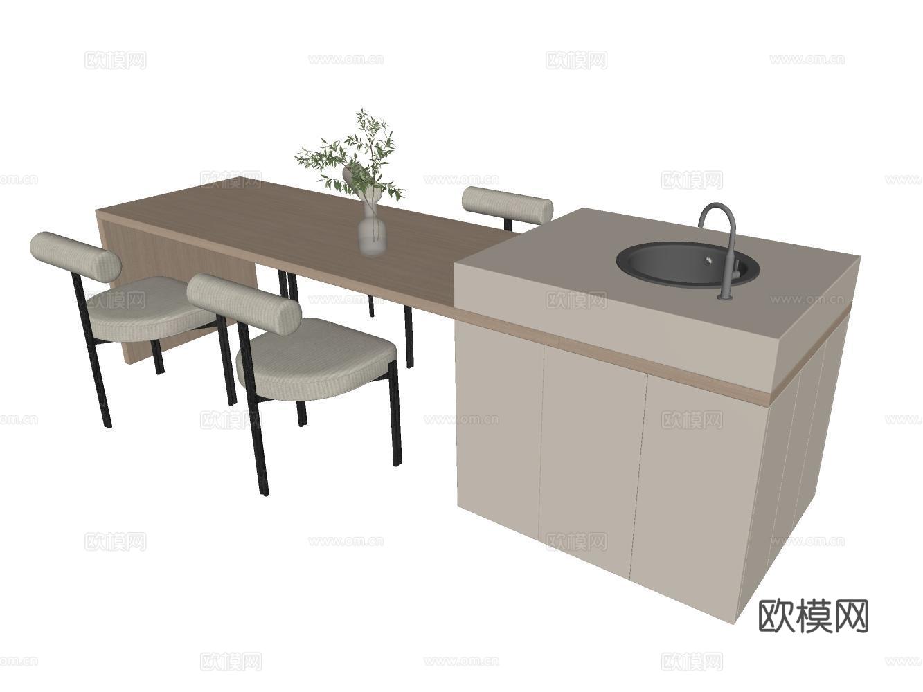 吧台su模型