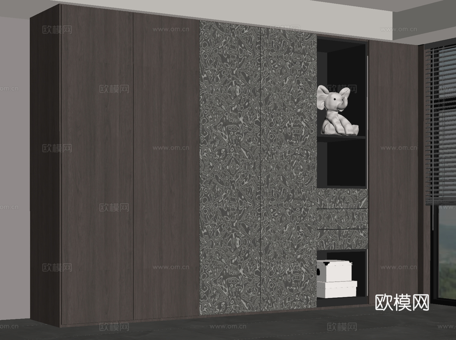 现代意式衣柜 成品衣柜su模型