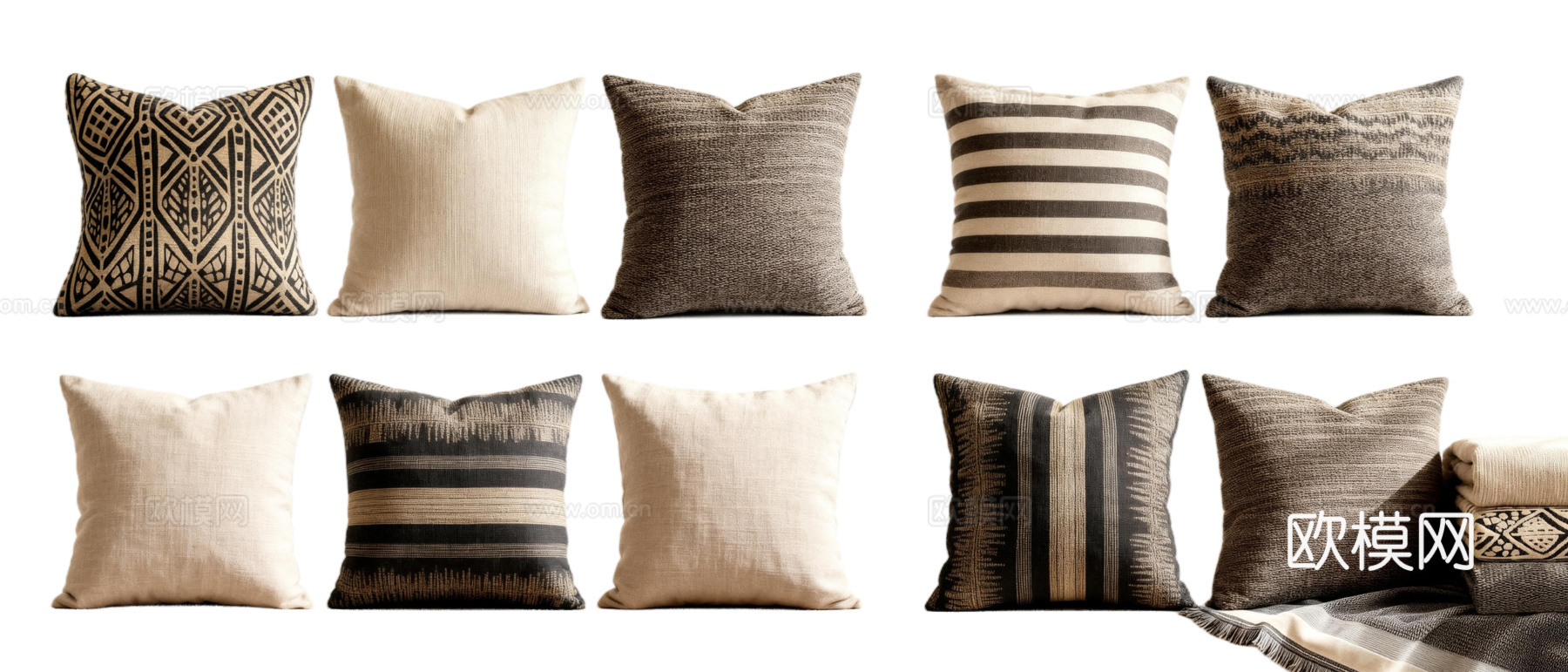 诧寂风抱枕 禅意抱黑白灰抱枕 黑白条纹抱枕 黑白几何图案抱枕