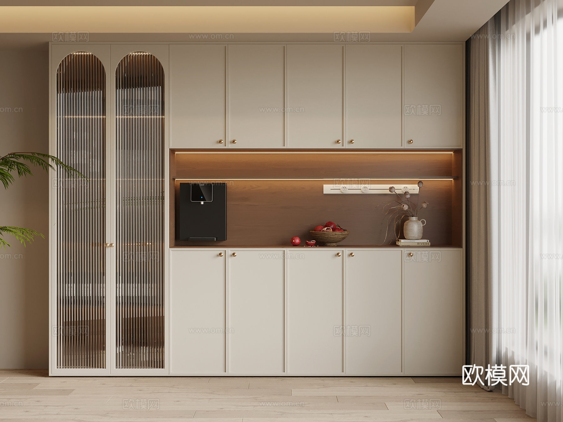 中古风酒柜 餐边柜su模型