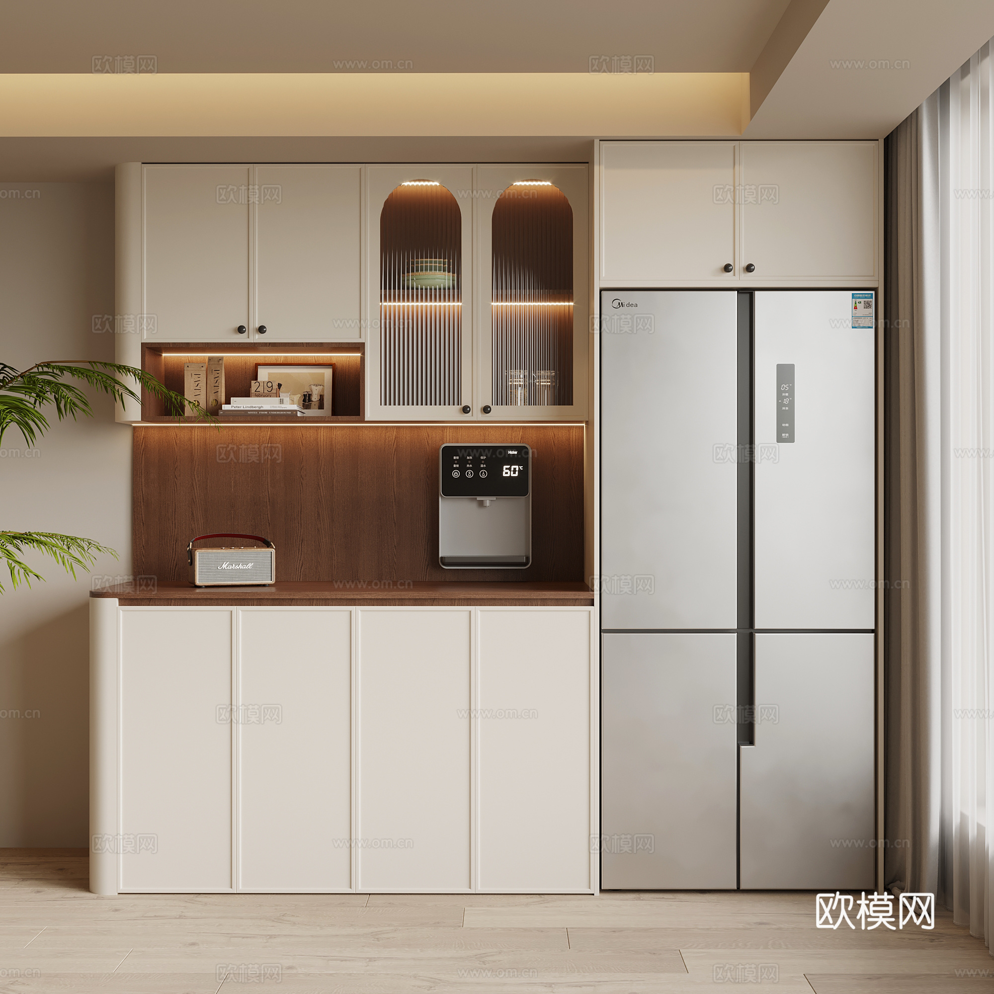 中古风酒柜 餐边柜su模型