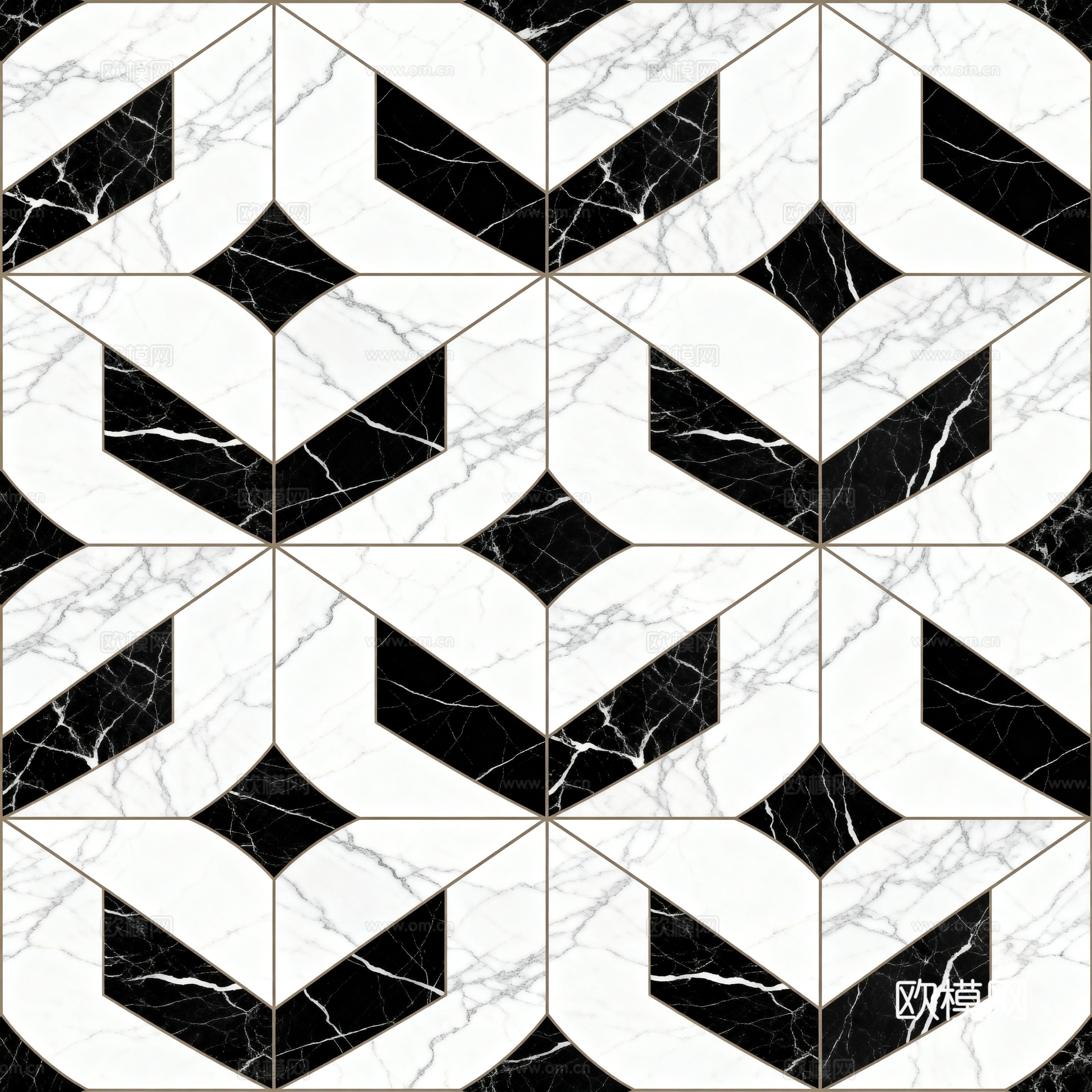 花砖 黑白石材拼花 几何图案水刀石材拼花地砖 石材马赛克