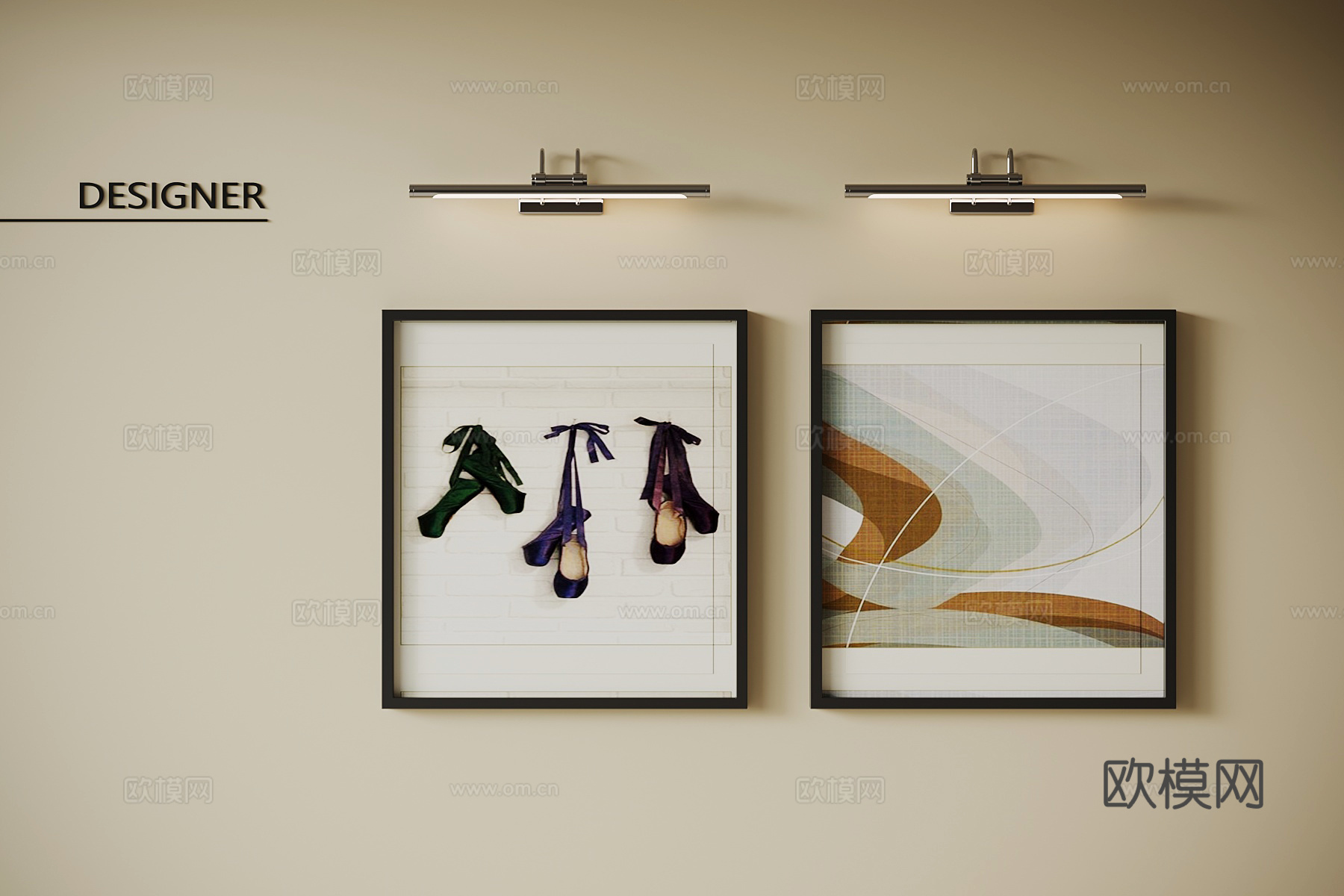 现代挂画 客厅装饰画su模型