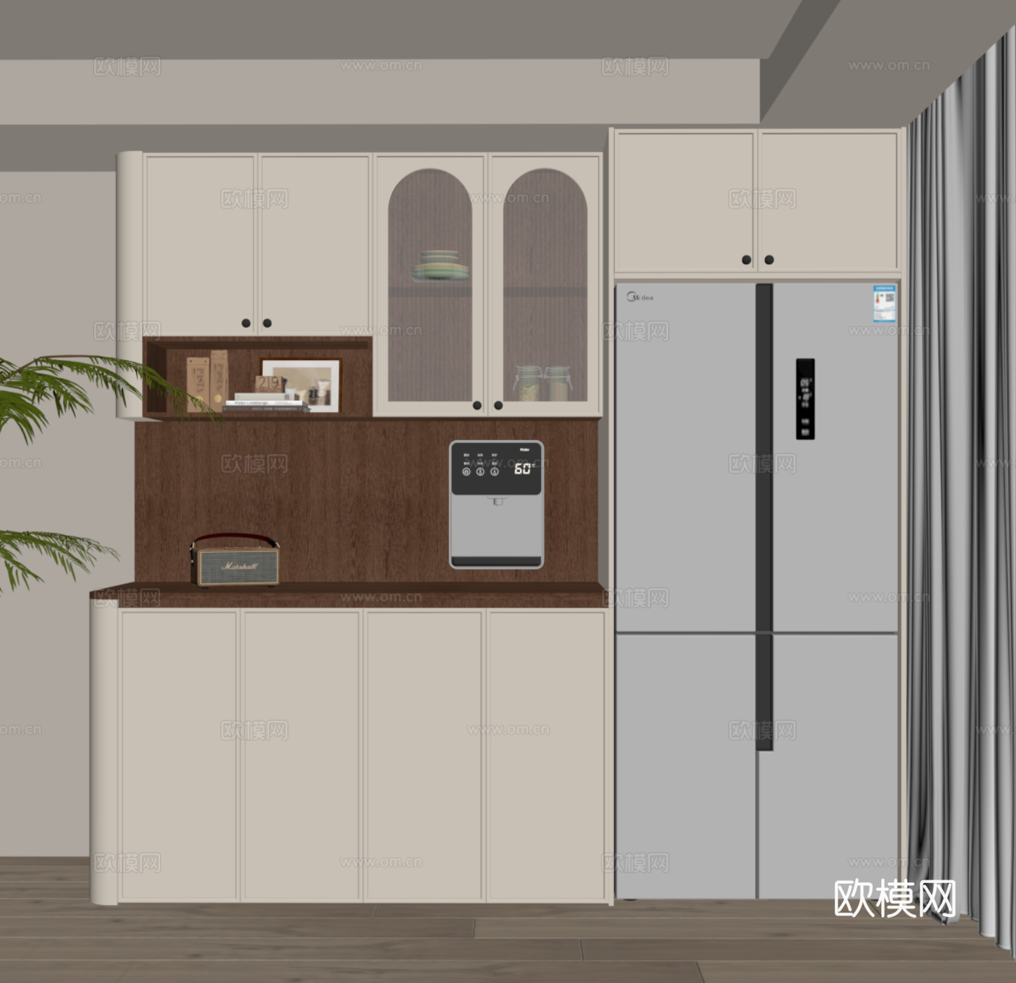 中古风酒柜 餐边柜su模型