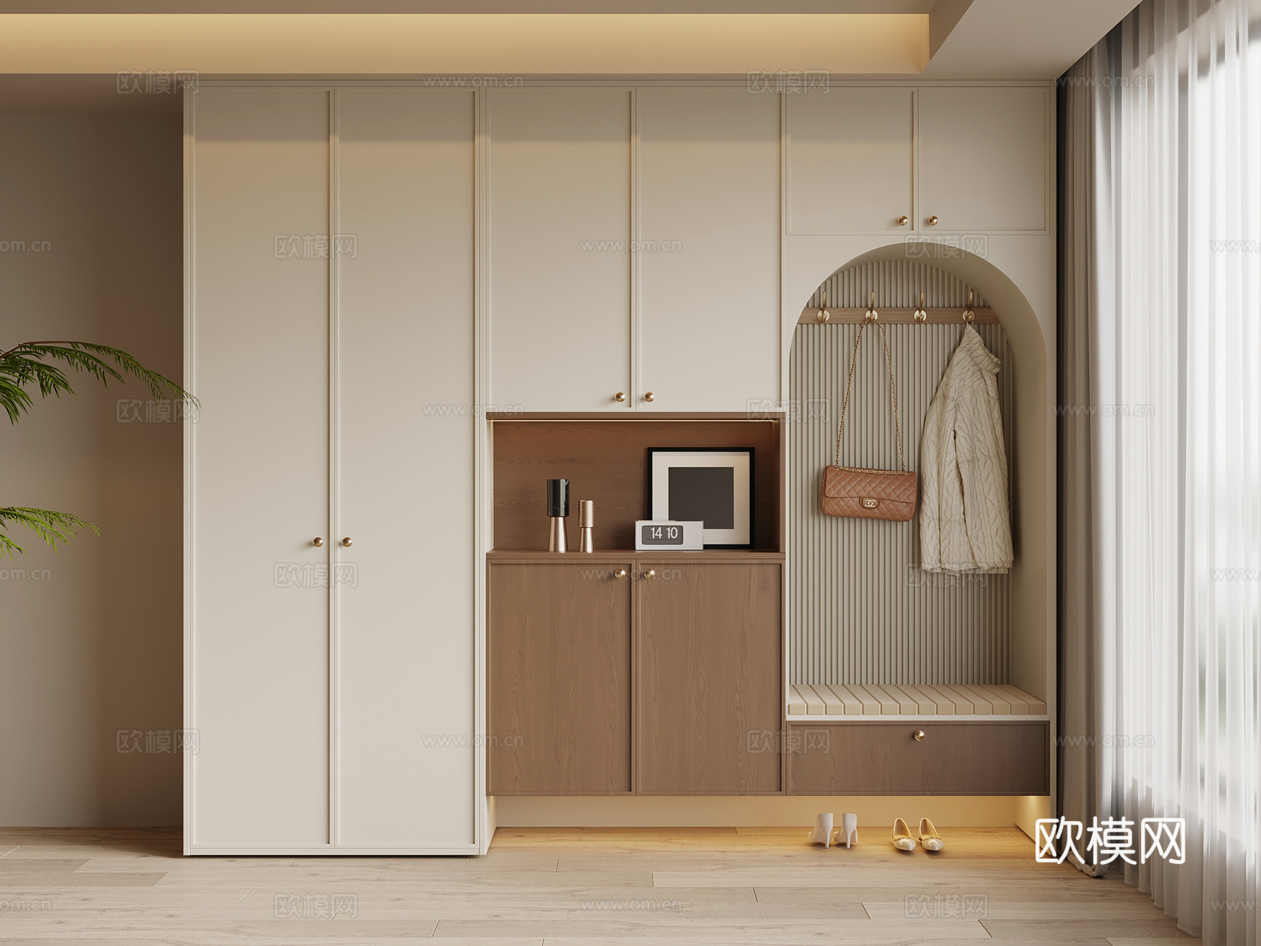 中古风鞋柜 入户鞋柜su模型