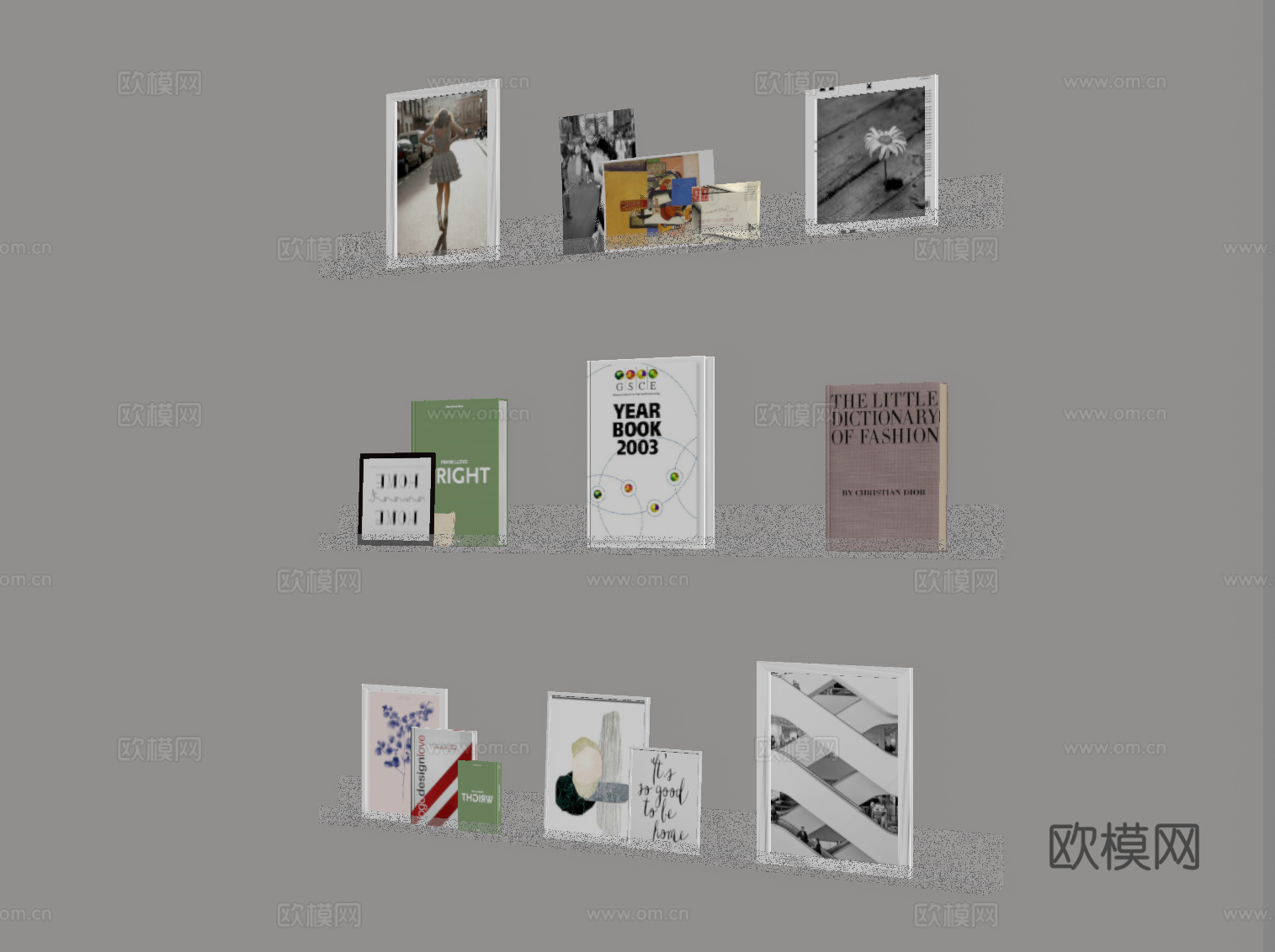 现代书架 玻璃书架su模型