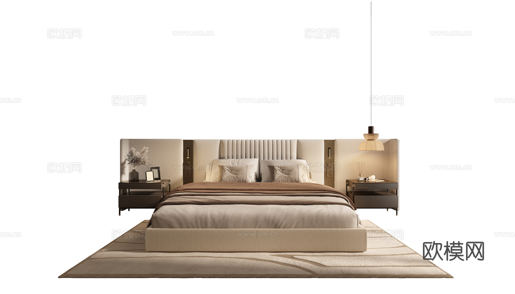 现代意式双人床su模型