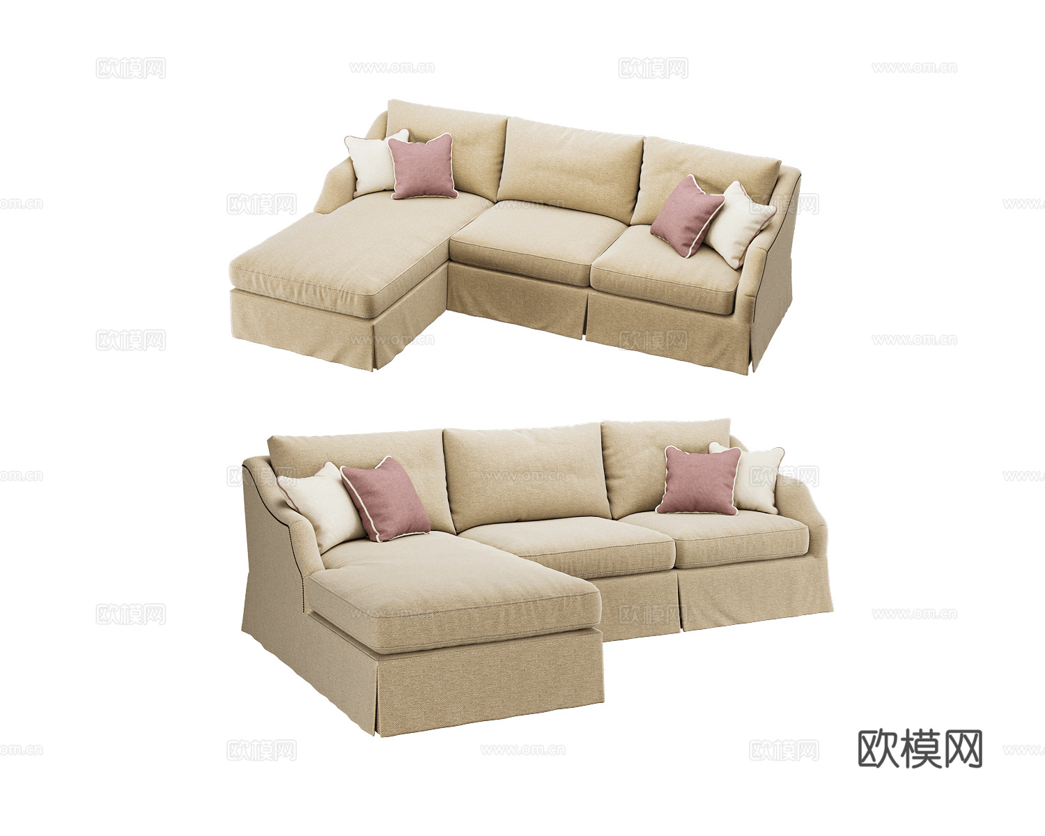 Full House 美式转角沙发3d模型下载