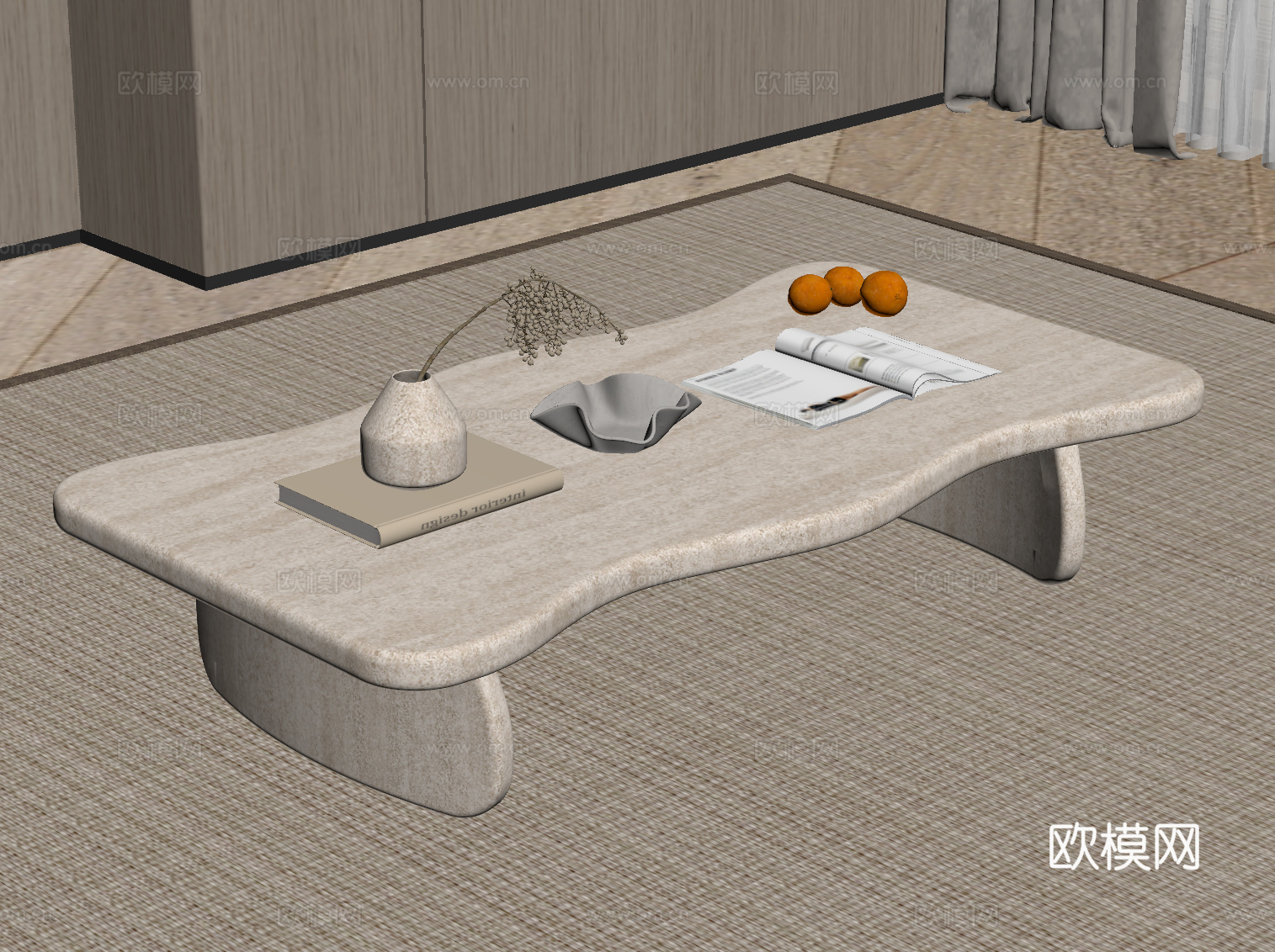 中古风茶几su模型