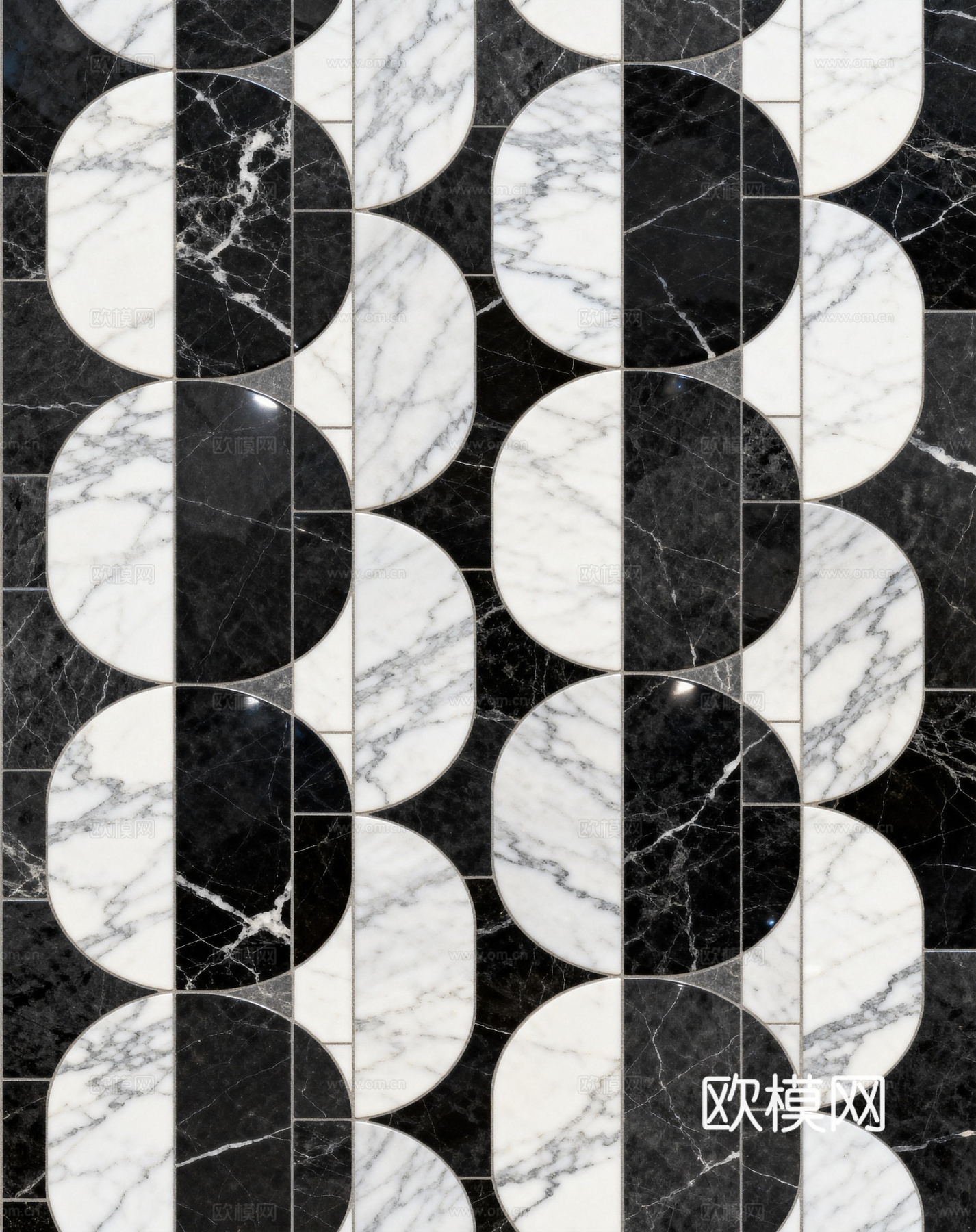 花砖 黑白石材拼花 几何图案水刀石材拼花地砖 石材马赛克