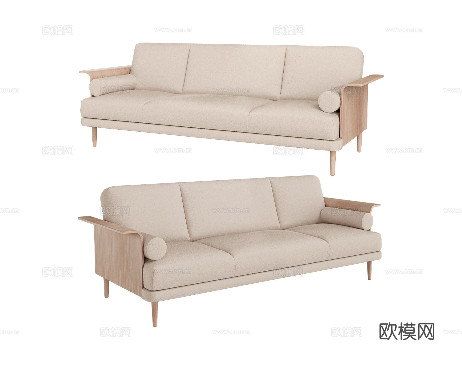 Scandic 北欧三人沙发3d模型下载