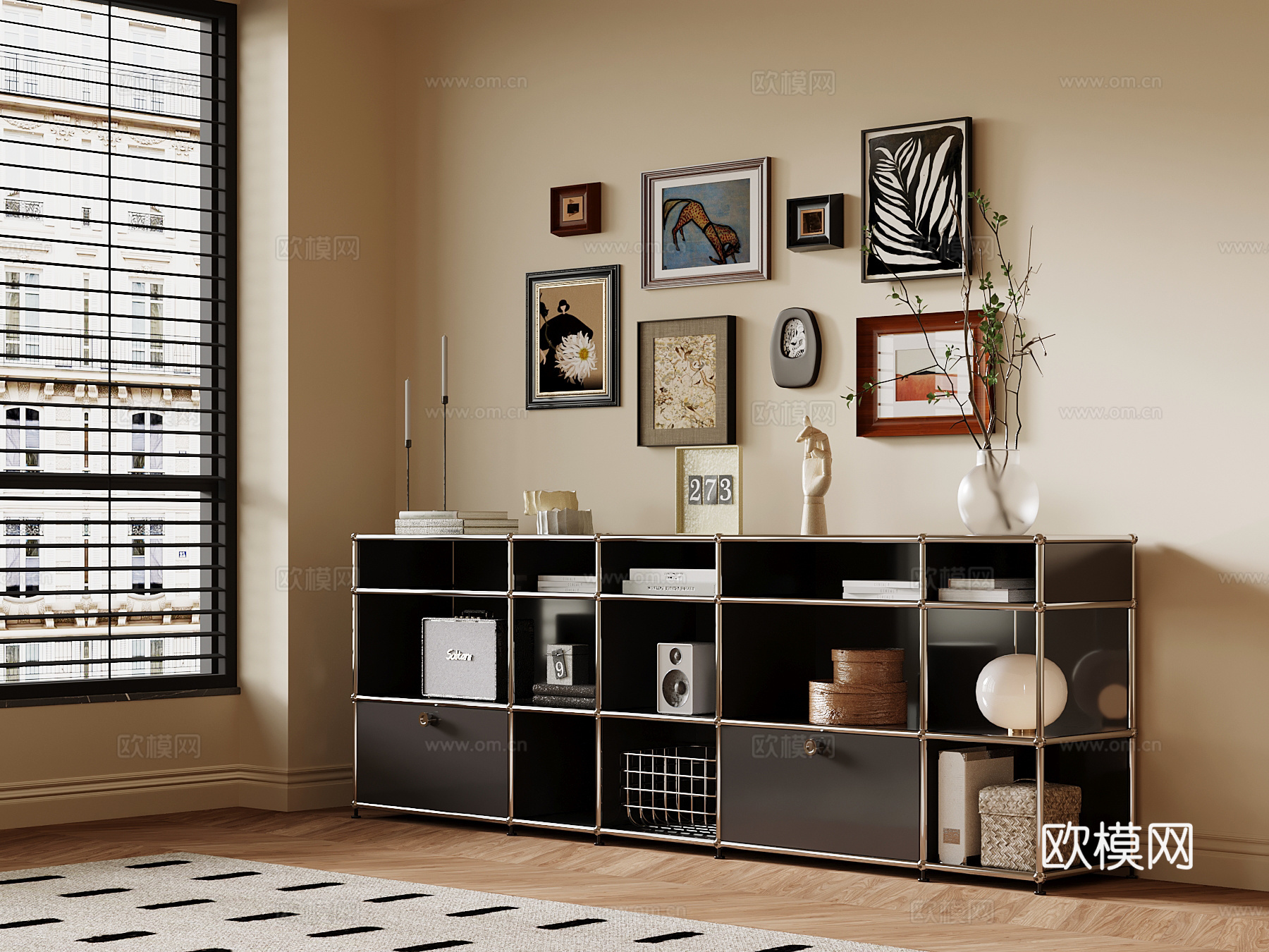 法式复古风地柜 边柜 储物柜su模型