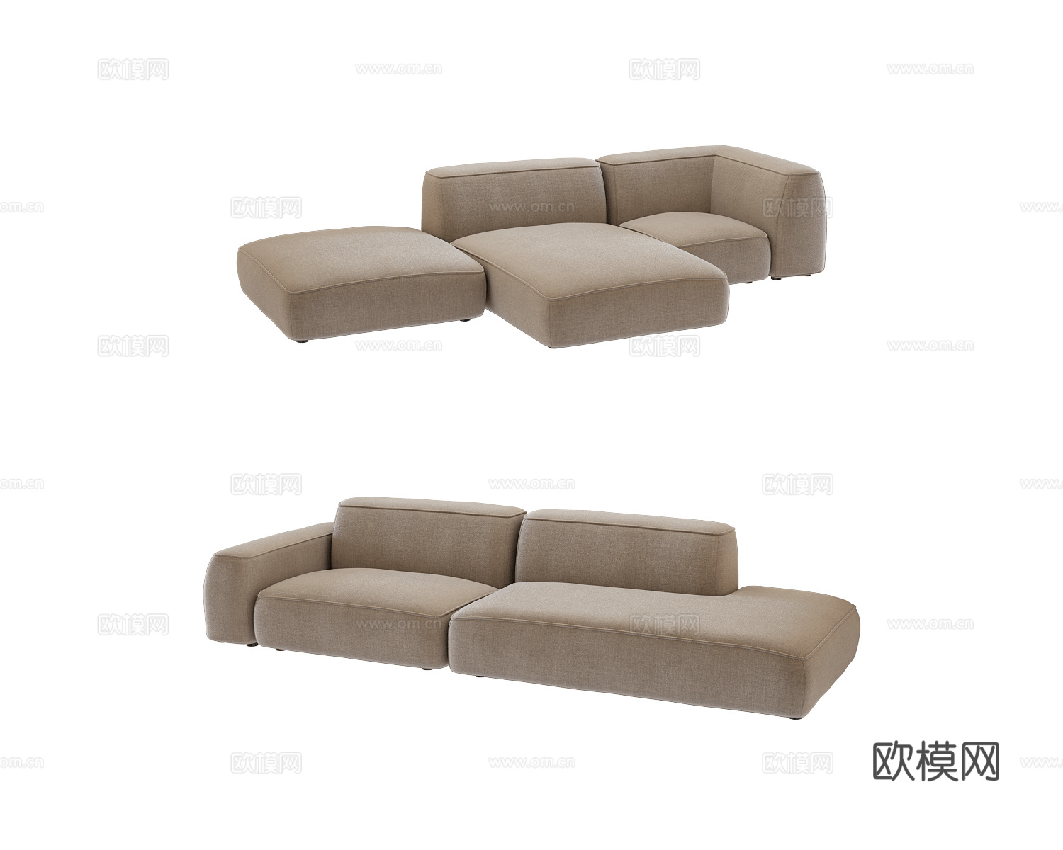 Ossen 三人沙发3d模型下载