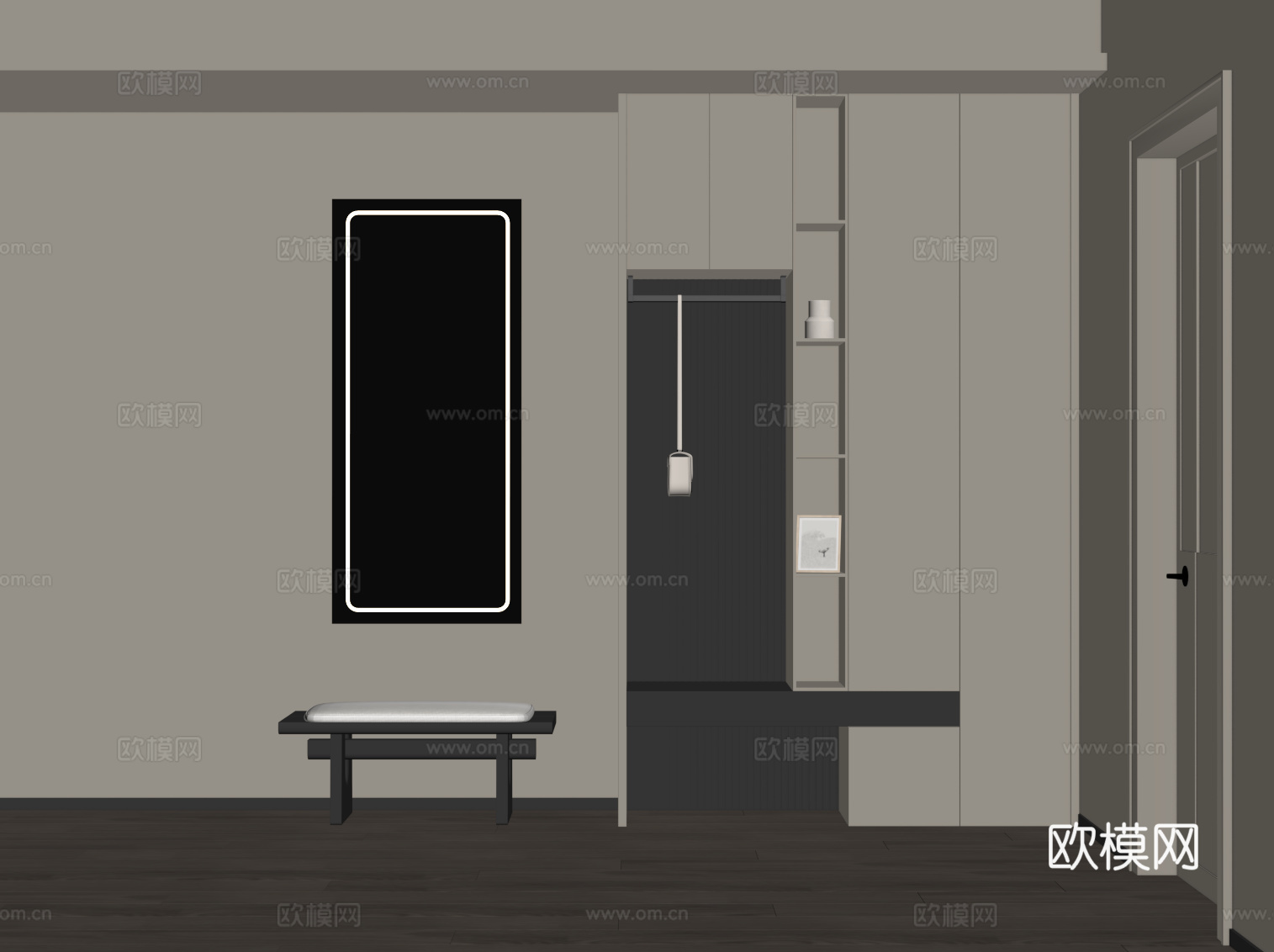 现代鞋柜 入户玄关柜su模型