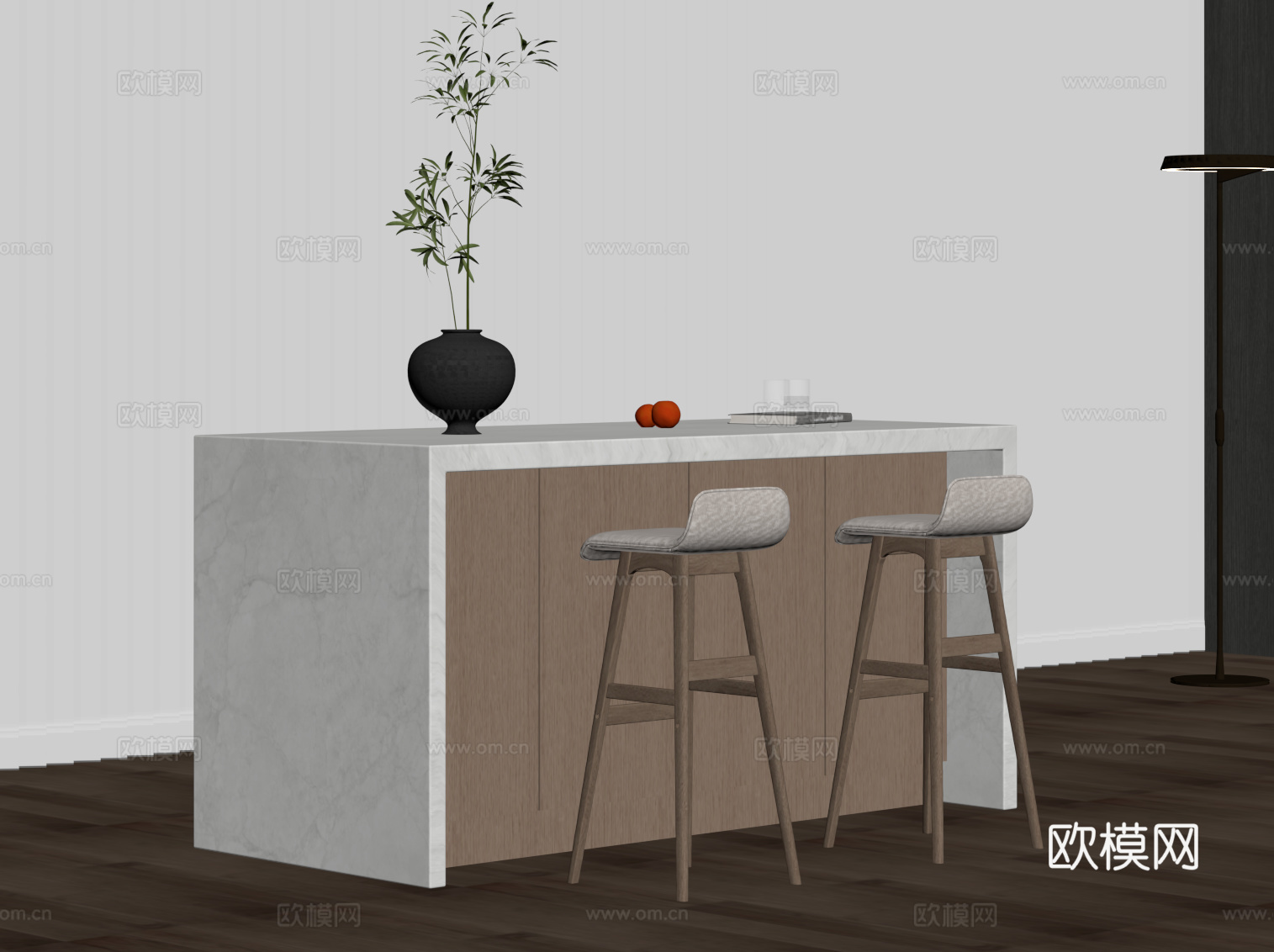 现代简约吧台 水吧台su模型