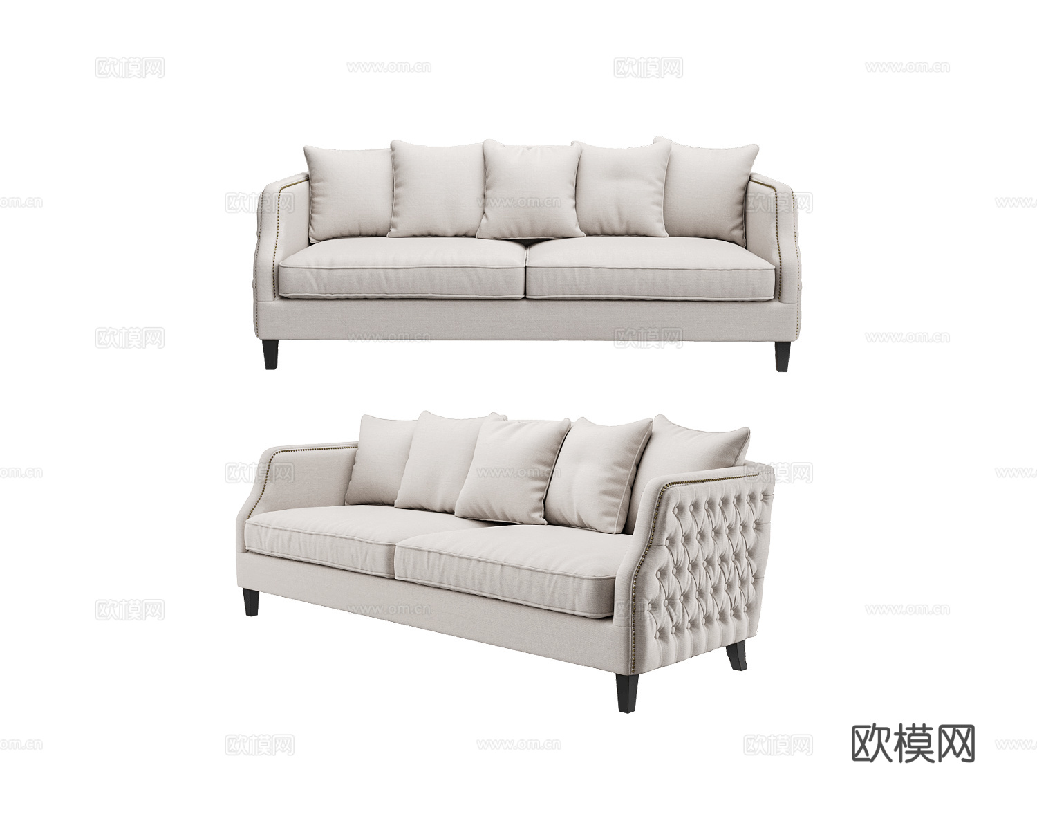 Full House 美式三人沙发3d模型下载
