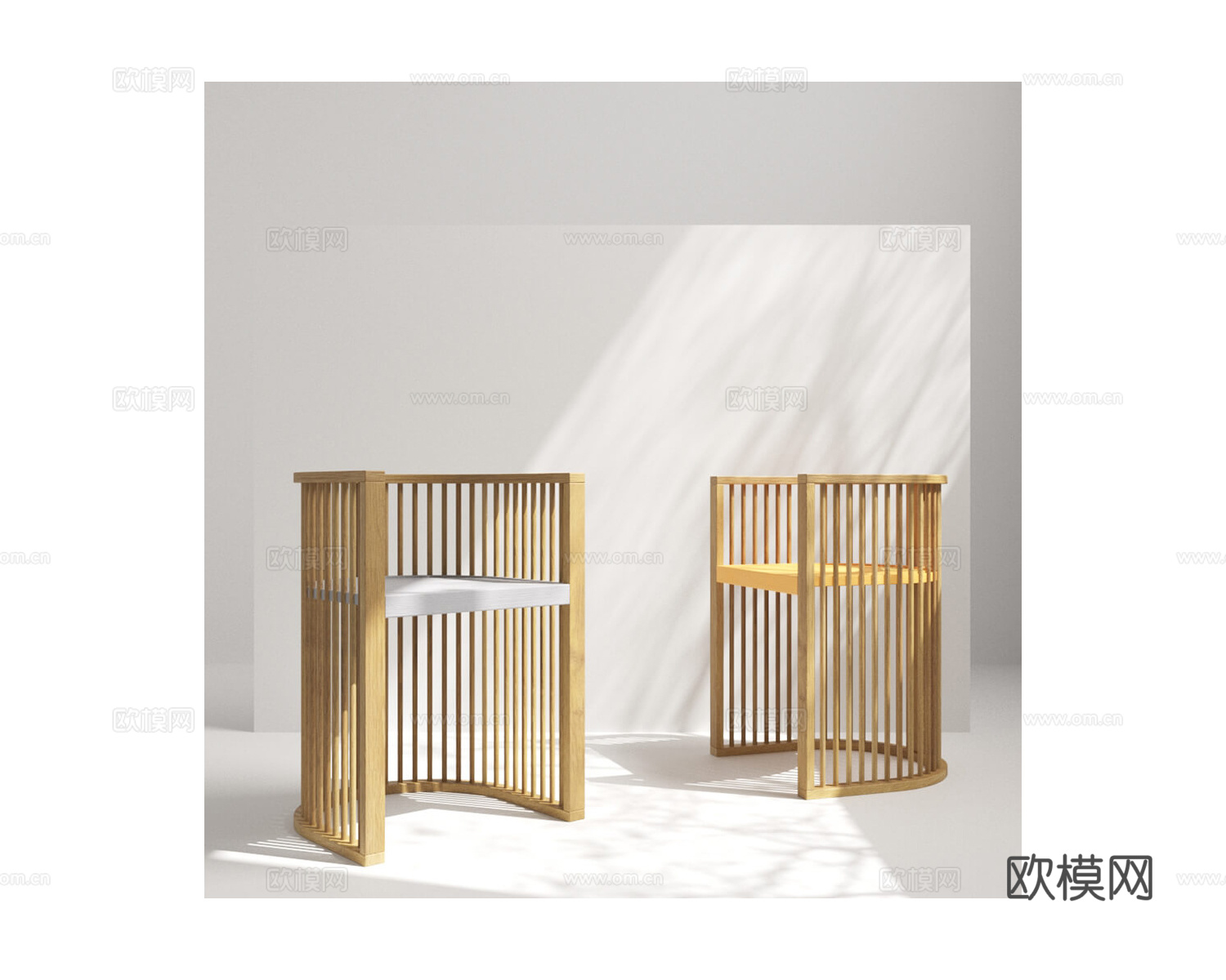 Manual mode 原木风餐椅3d模型下载（渲染图2）