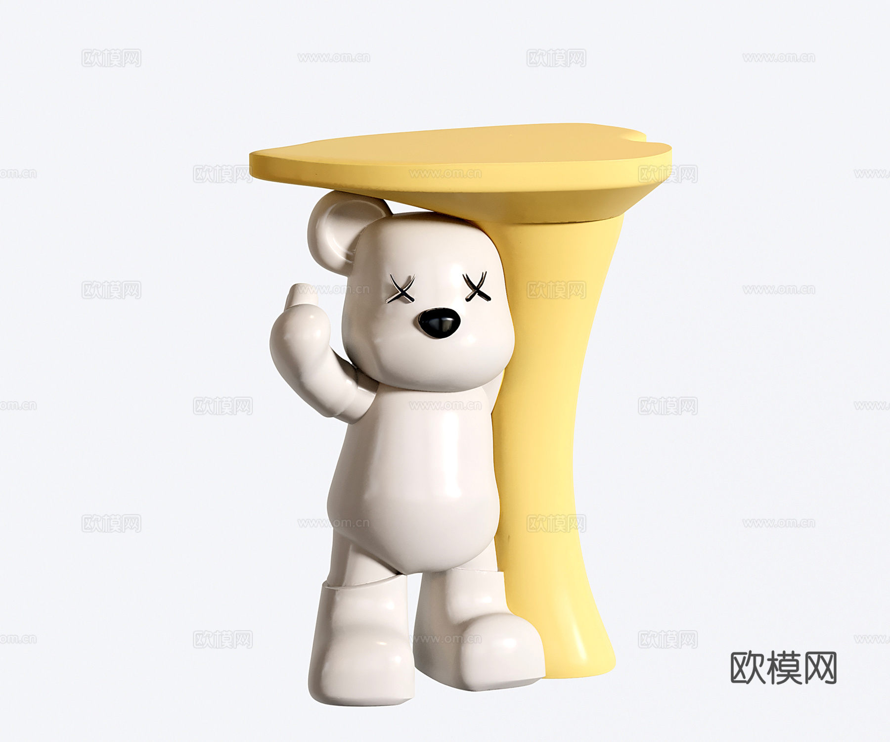 奶油风边几 小熊边几 小茶几 雕塑摆件su模型