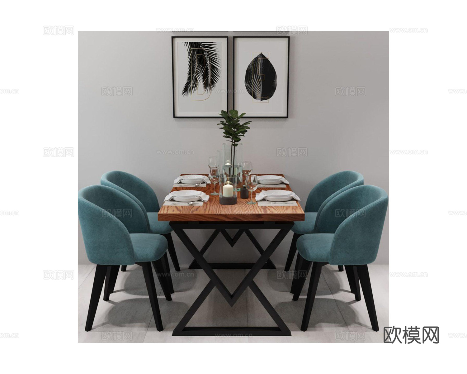 Geometria Loft 美式餐桌3d模型下载（渲染图2）