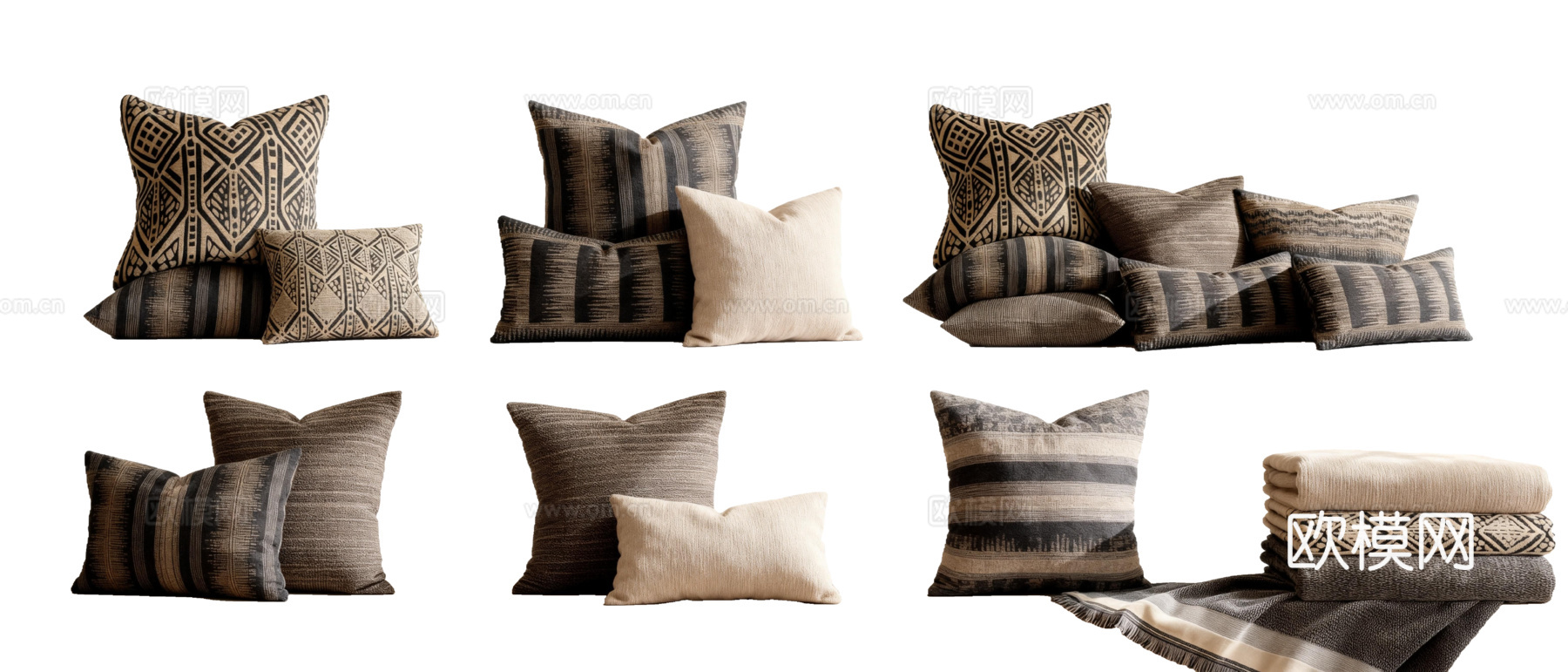 诧寂风抱枕 禅意抱黑白灰抱枕 黑白条纹抱枕 黑白几何图案抱枕