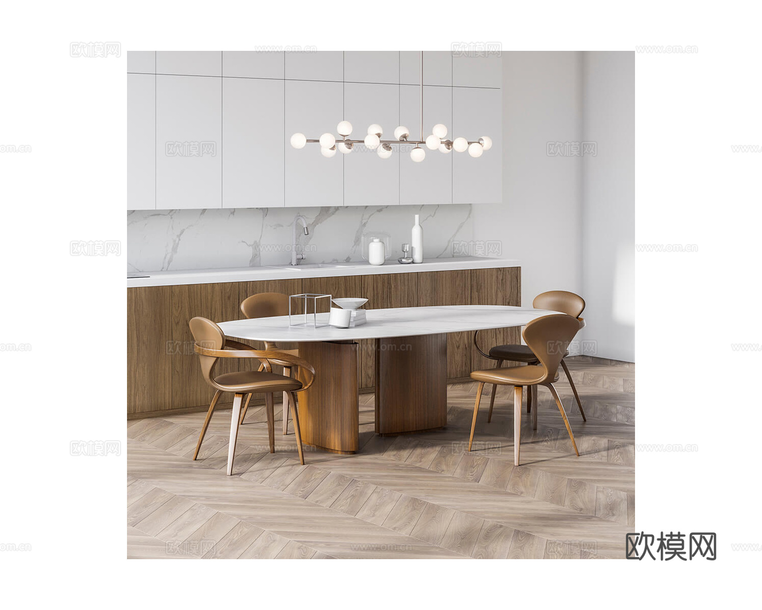 Actual design 意式餐桌椅3d模型下载（渲染图2）