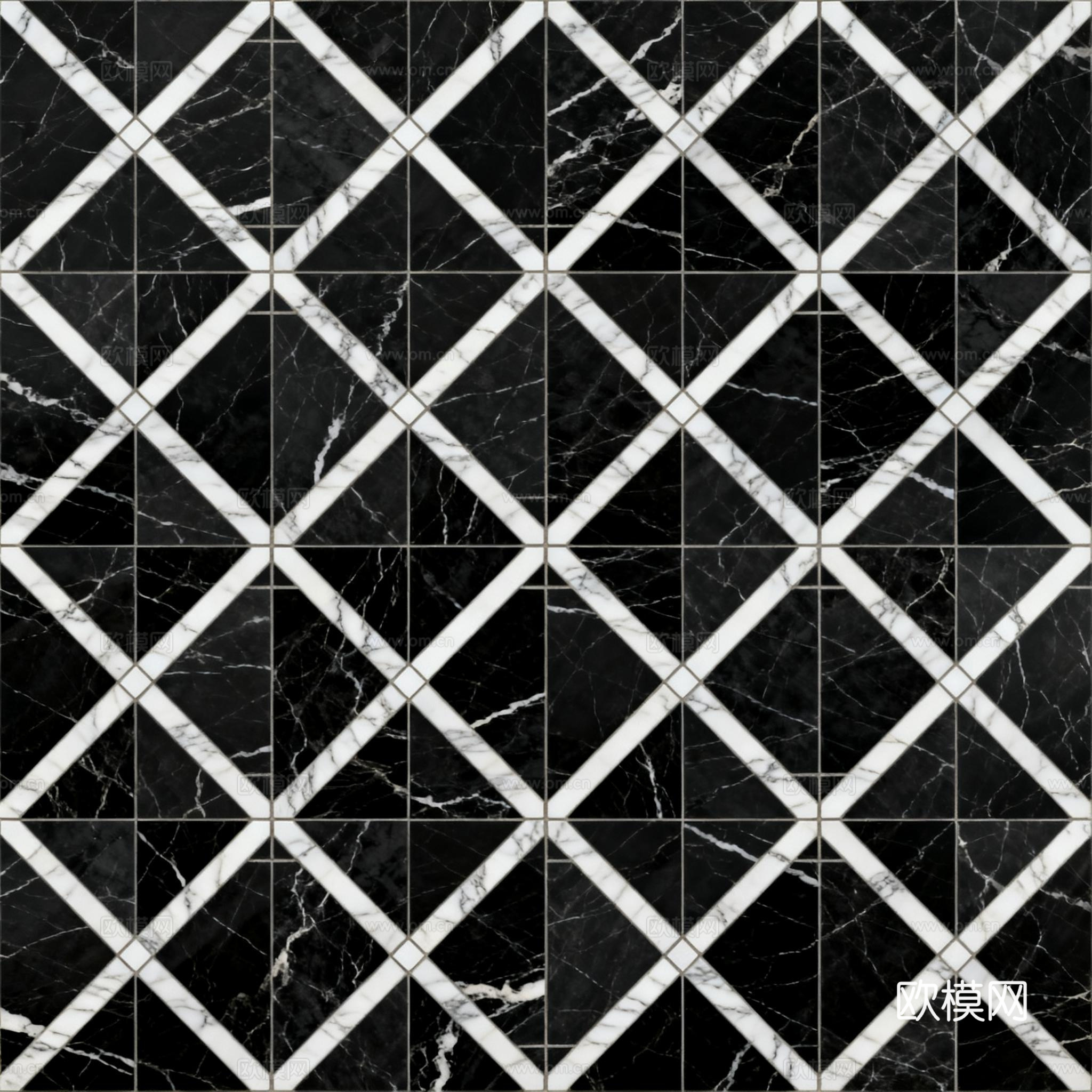 花砖 黑白石材拼花 花卉几何图案水刀石材拼花地砖 石材马赛克下载