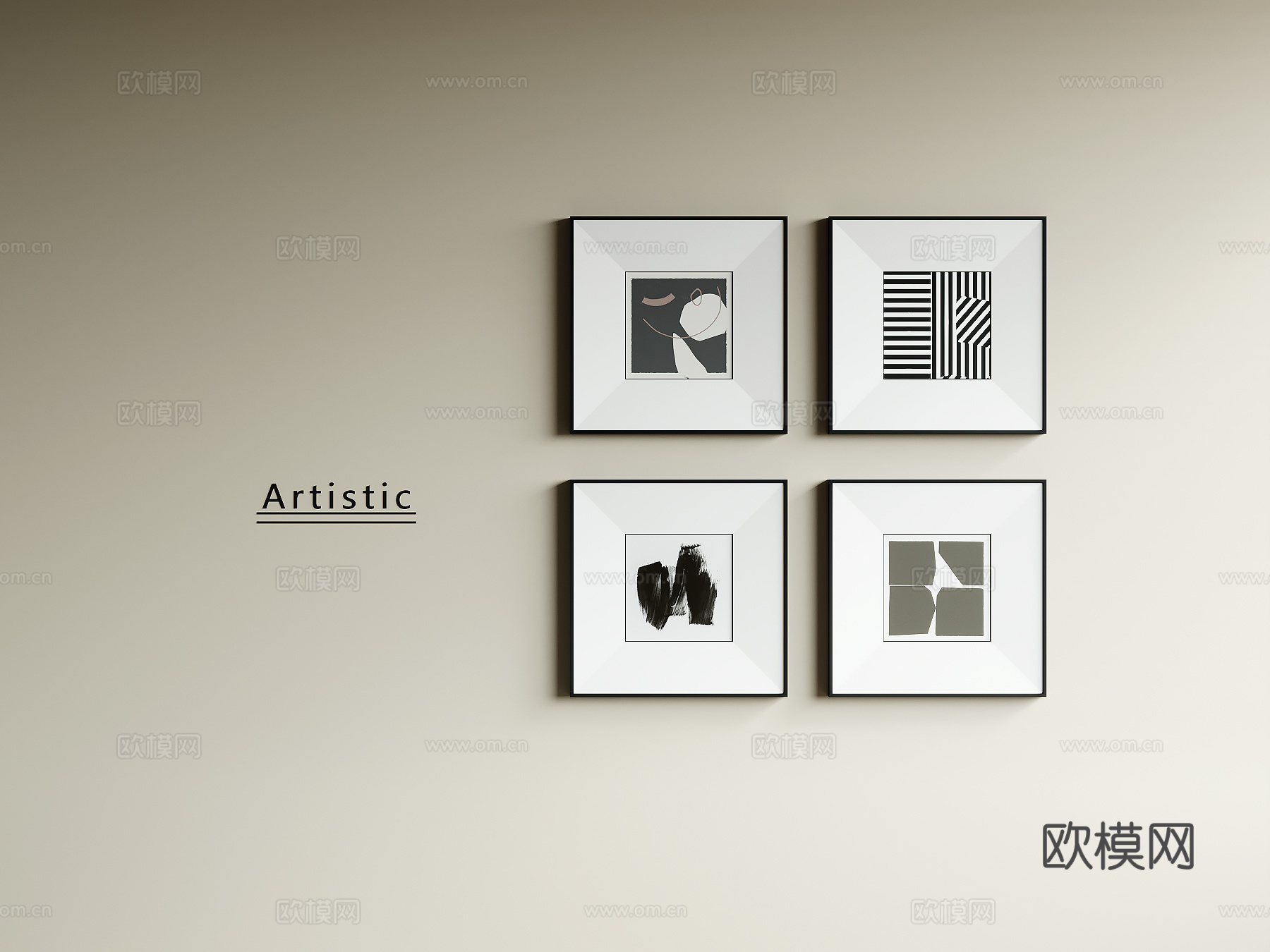 中古风装饰画su模型