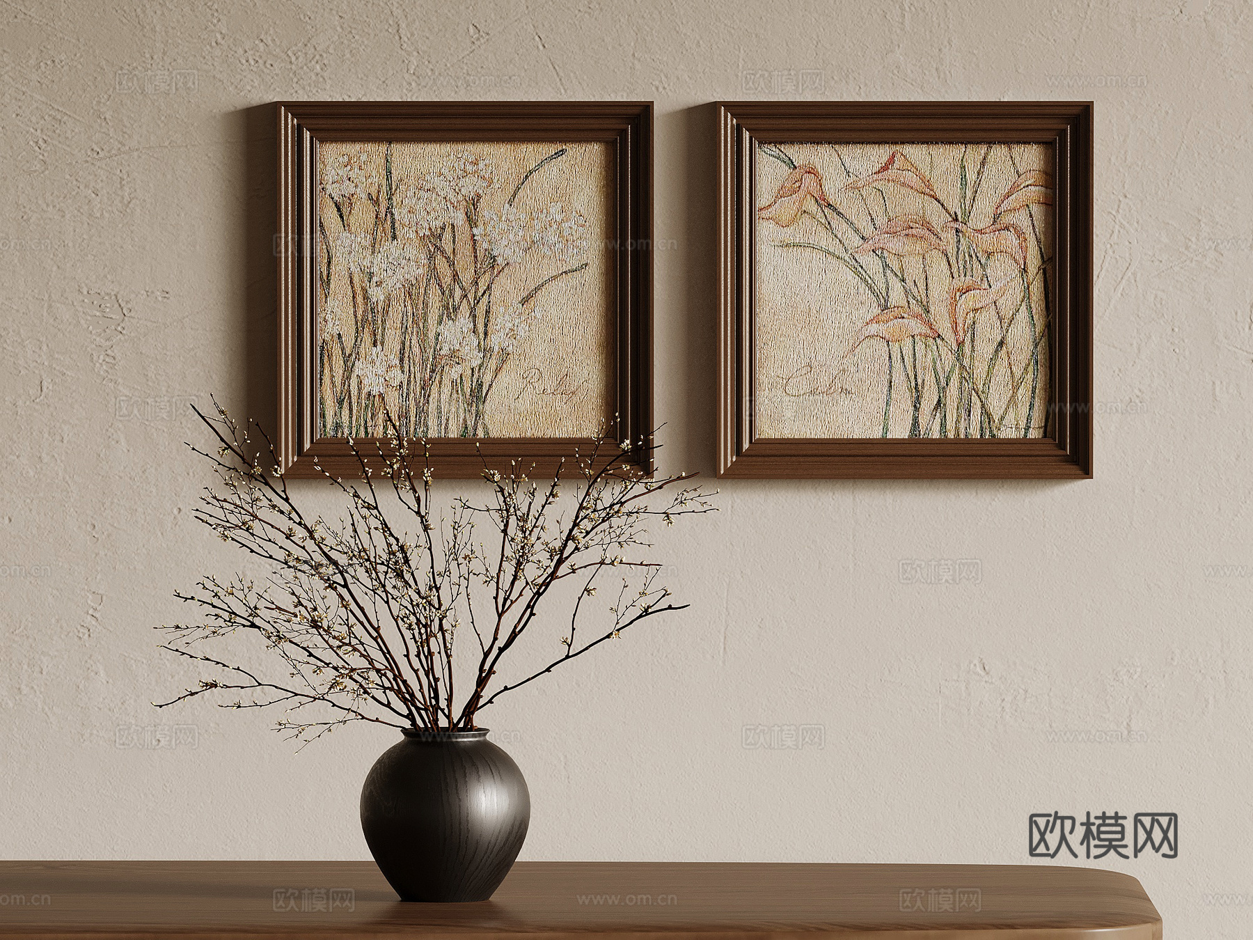 中古风挂画 装饰画su模型