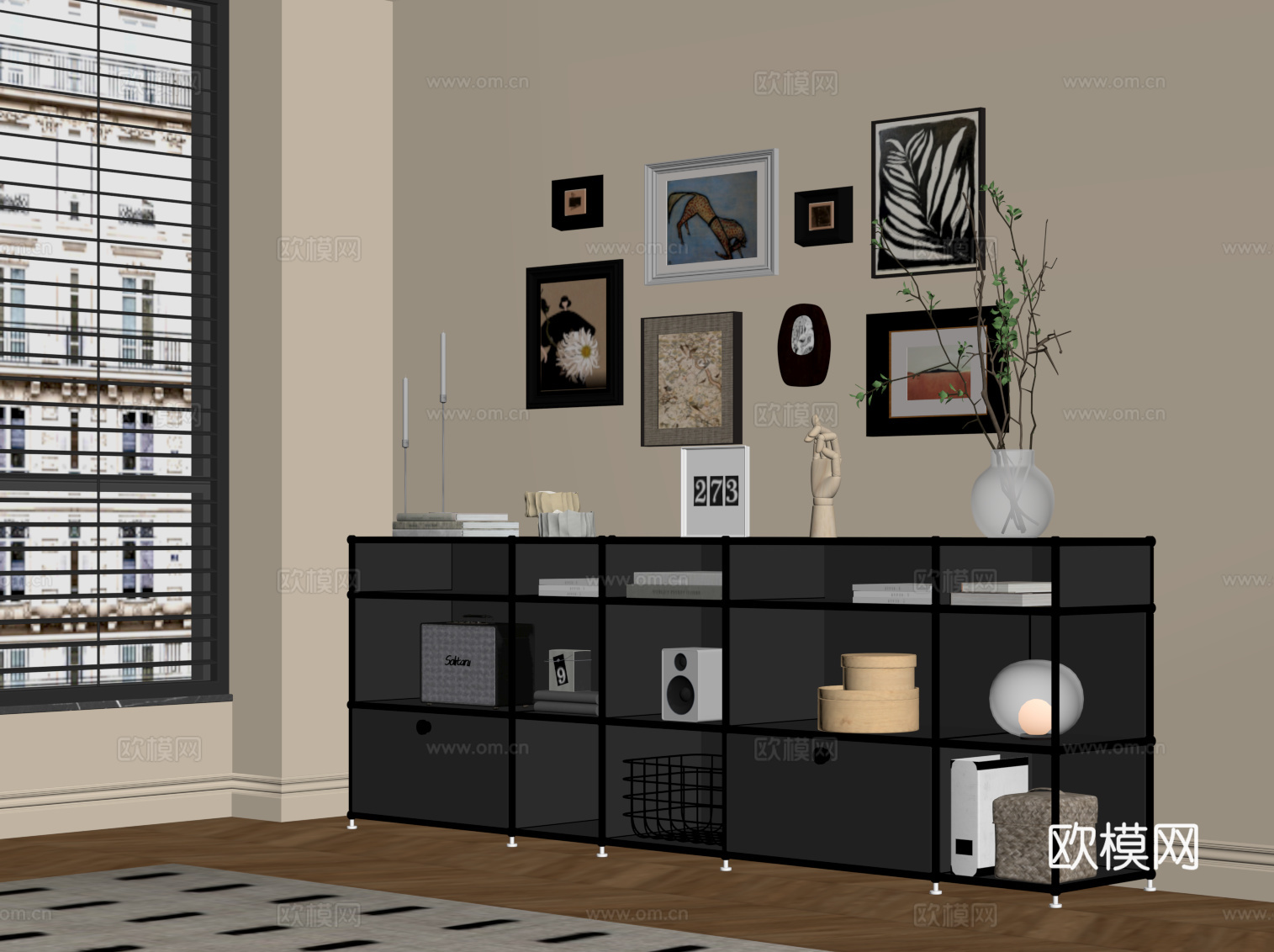 法式复古风地柜 边柜 储物柜su模型