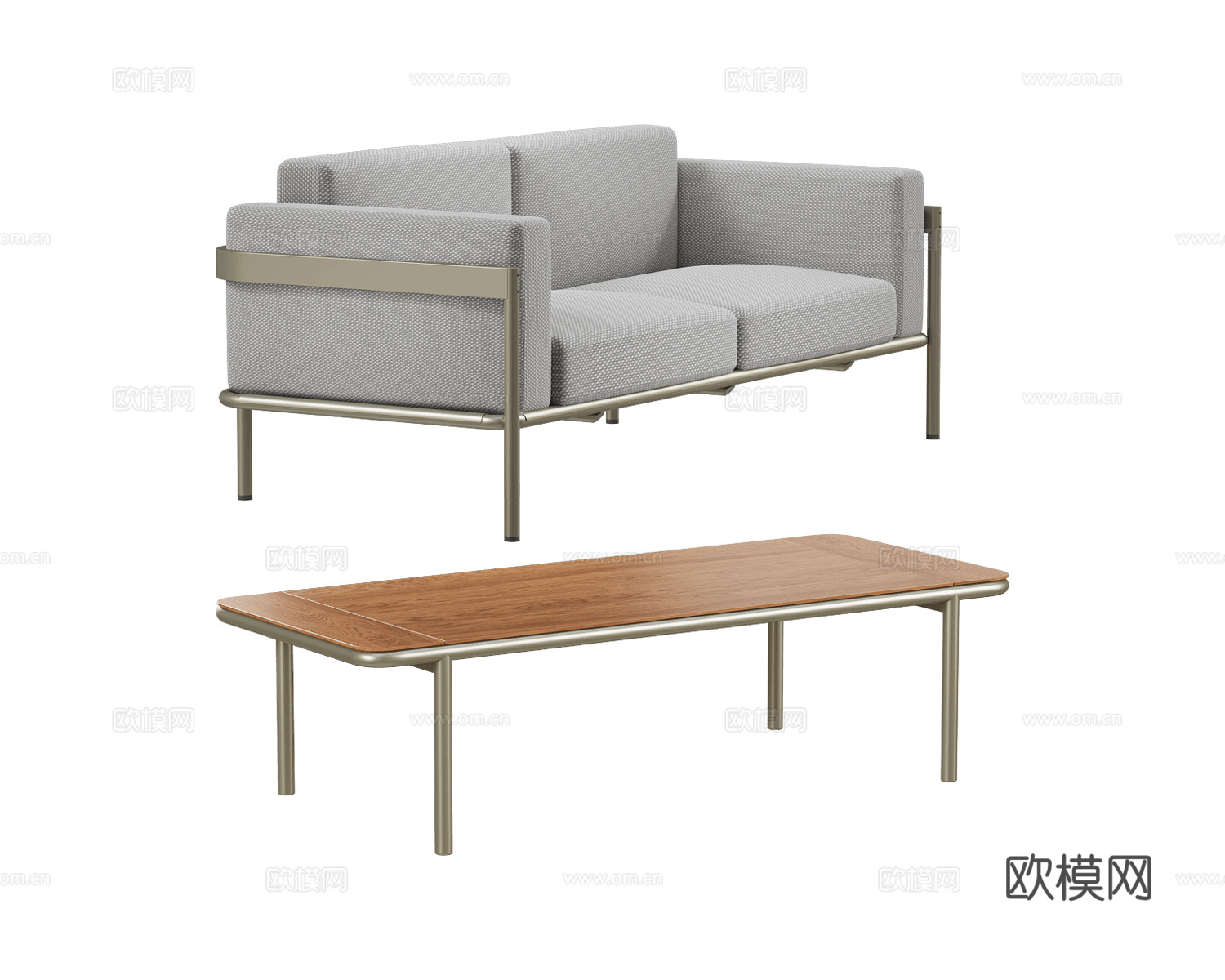 Paola Zani 双人沙发 茶几3d模型下载（渲染图1）