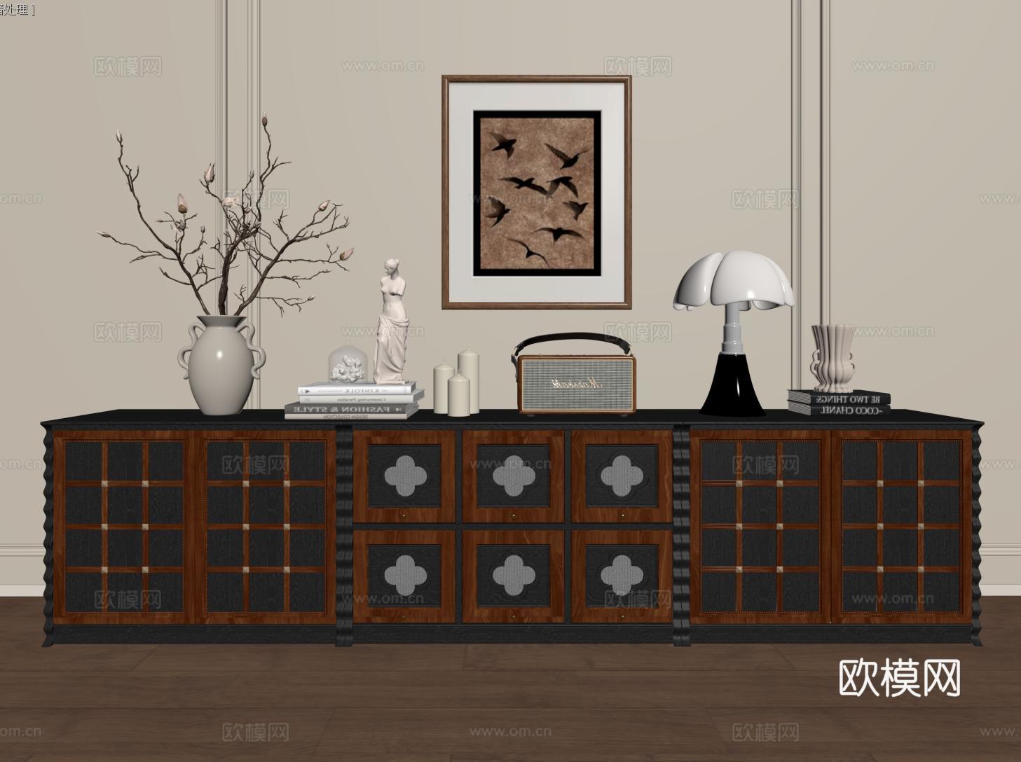 复古模块电视柜 储物柜 法式置物柜 收纳柜 装饰柜su模型