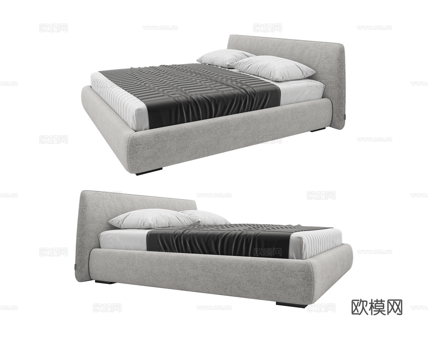 Boca Room 双人床3d模型下载（渲染图1）