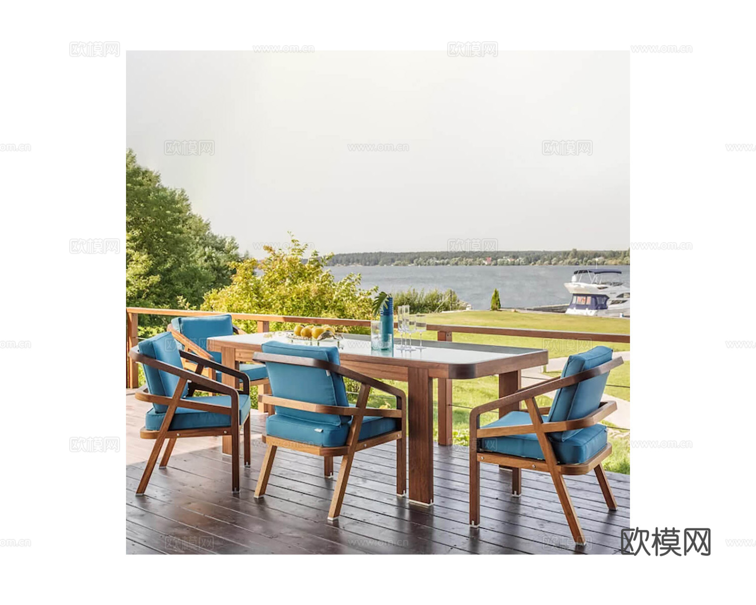 Yachtline 玻璃餐桌3d模型下载（渲染图2）