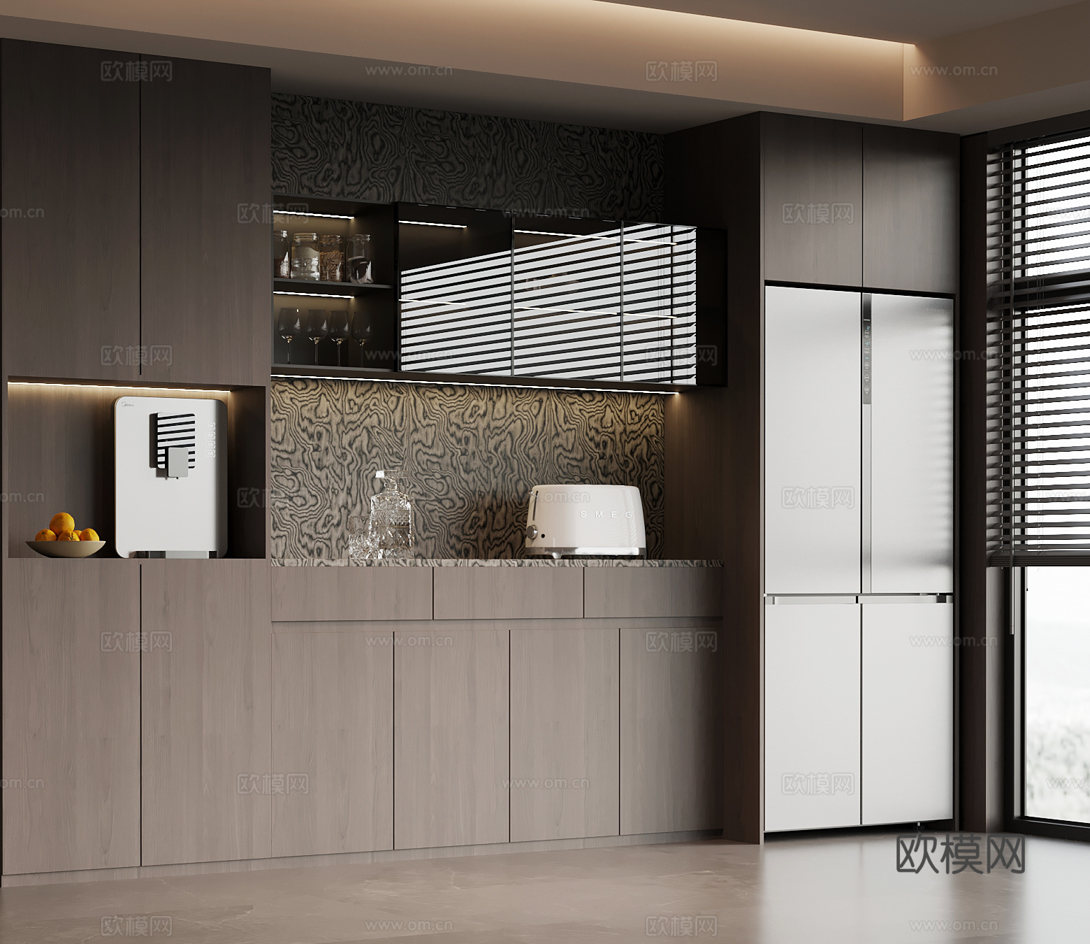 现代意式餐边柜 橱柜 酒柜su模型
