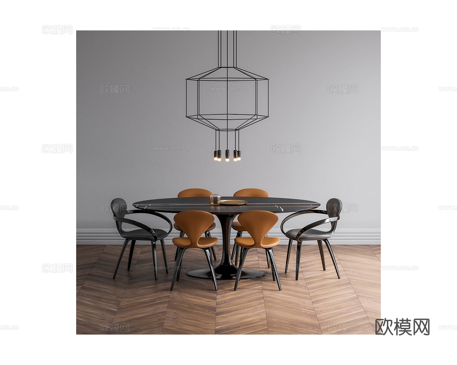 Actual design 意式餐桌椅3d模型下载（渲染图2）