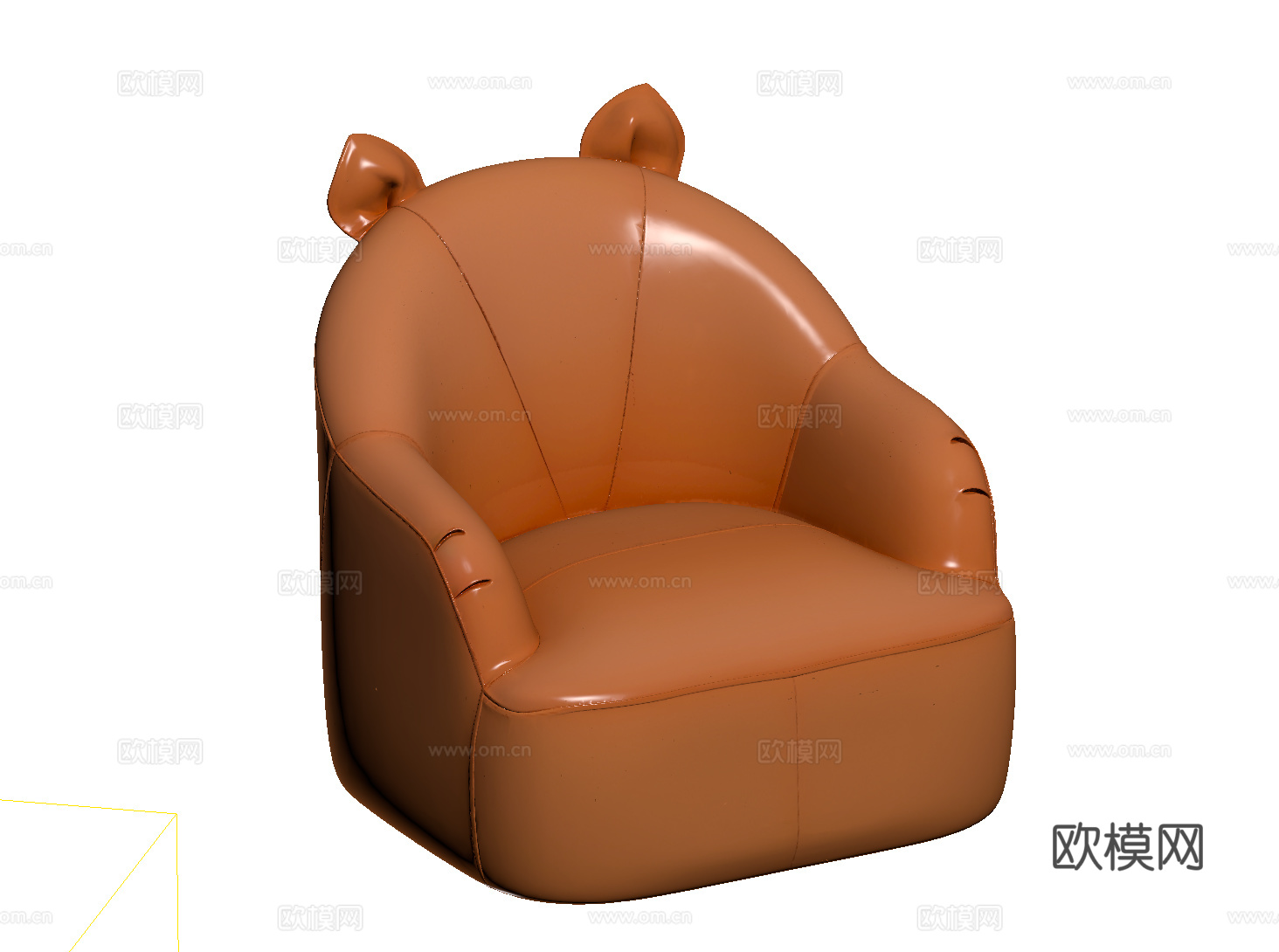 奶油风单人沙发 现代皮质休闲椅su模型