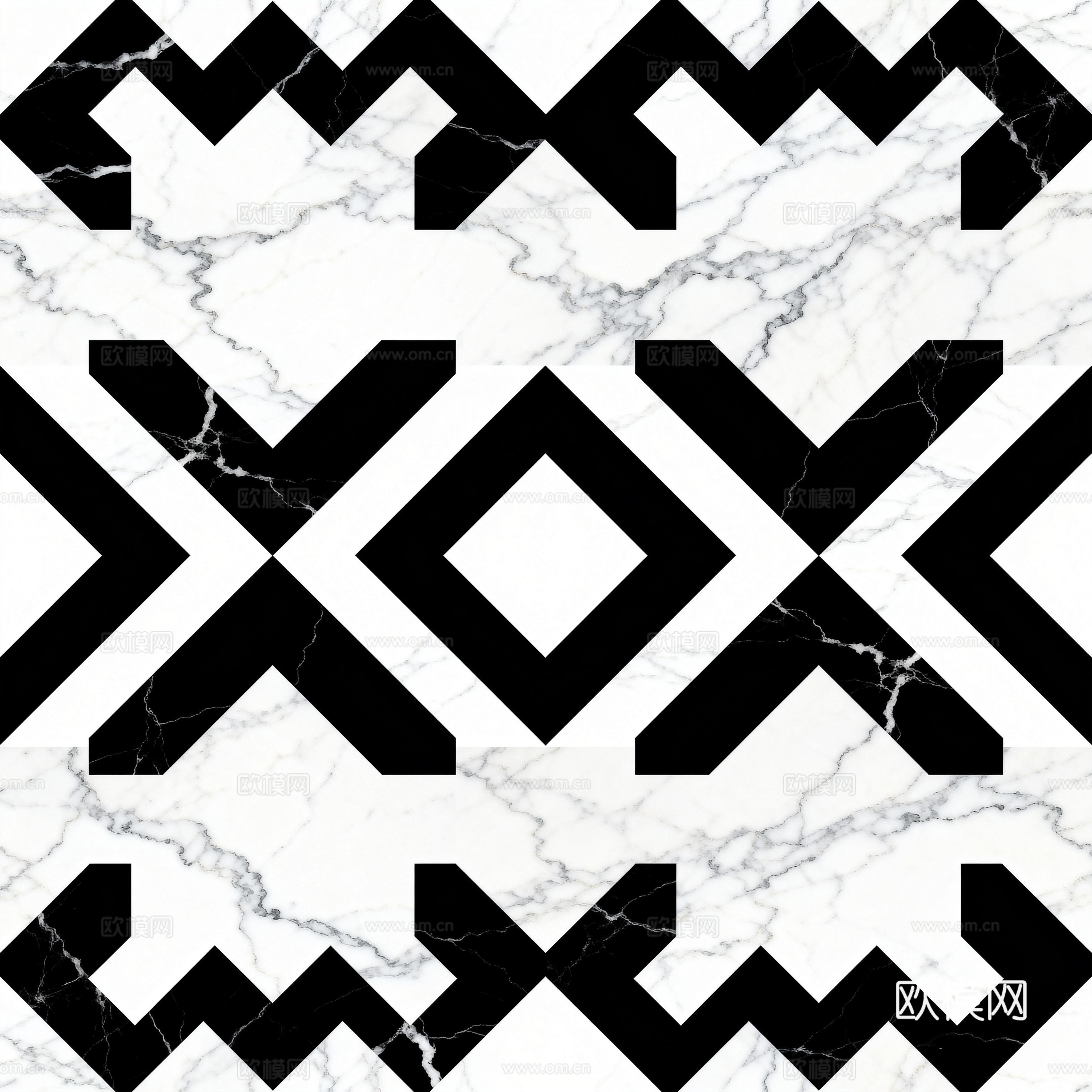 花砖 黑白石材拼花 花卉几何图案水刀石材拼花地砖 石材马赛克下载
