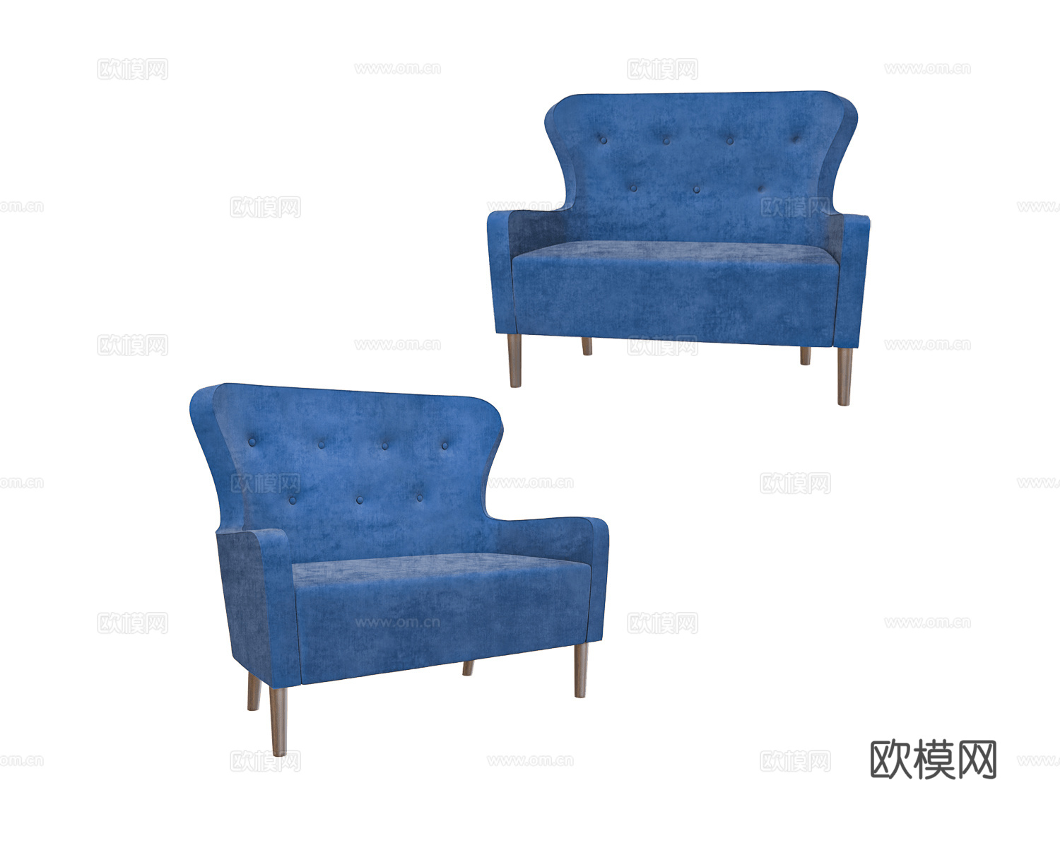ANNI HAUS 美式单人沙发3d模型下载