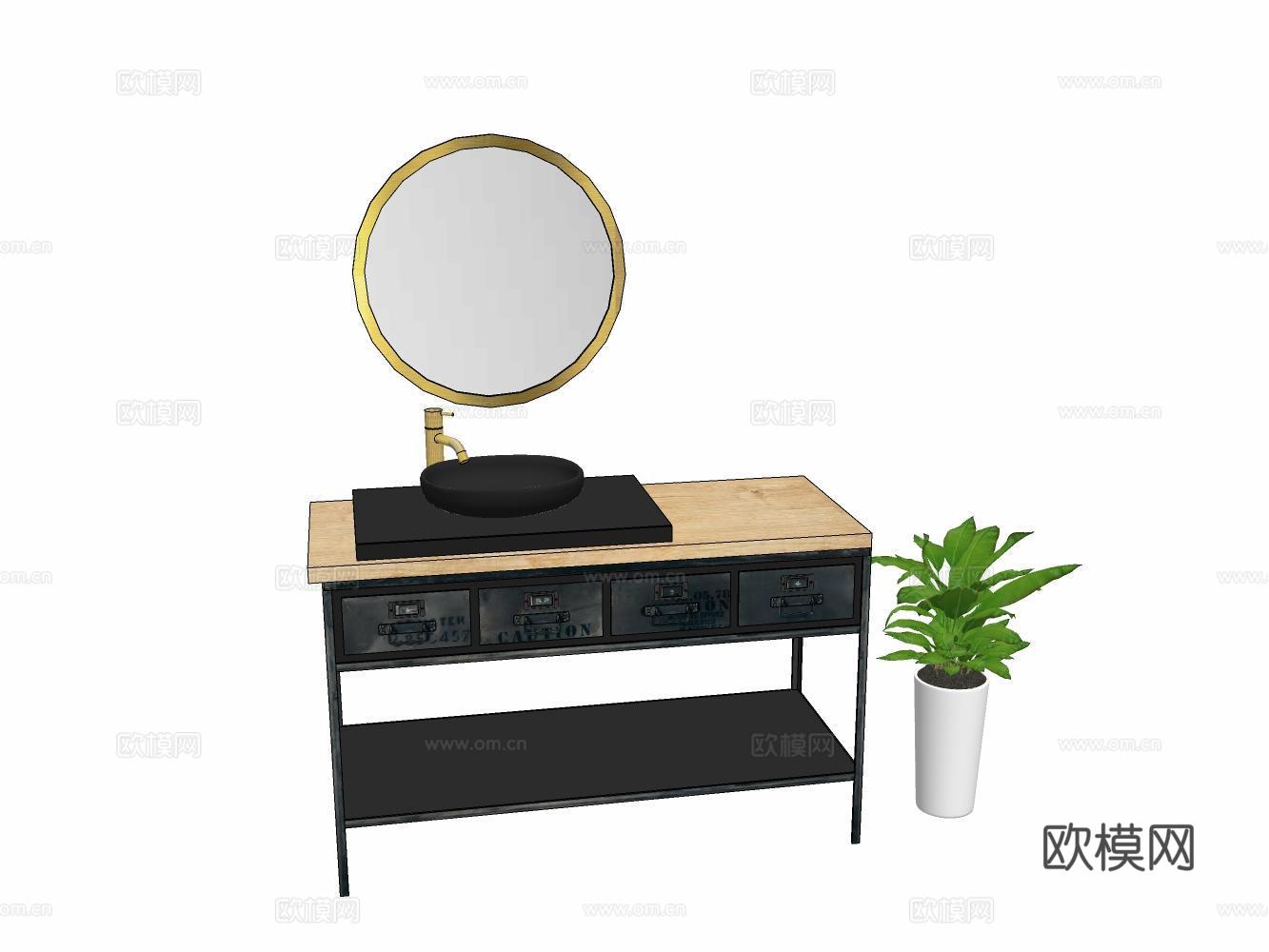 化妆柜su模型