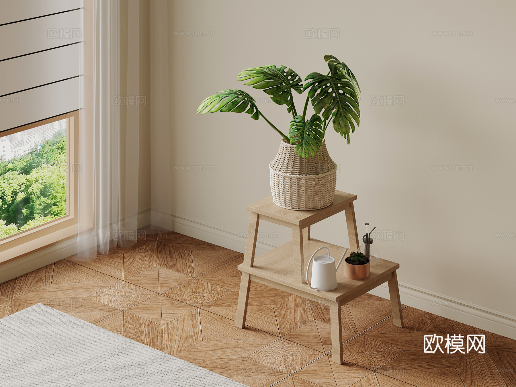 现代绿植 盆栽 植物su模型下载（渲染图1）