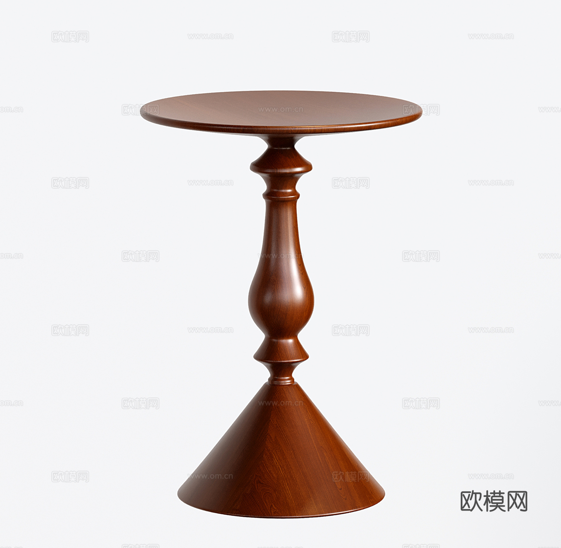 法式边几 实木圆形边几 美式小茶几su模型