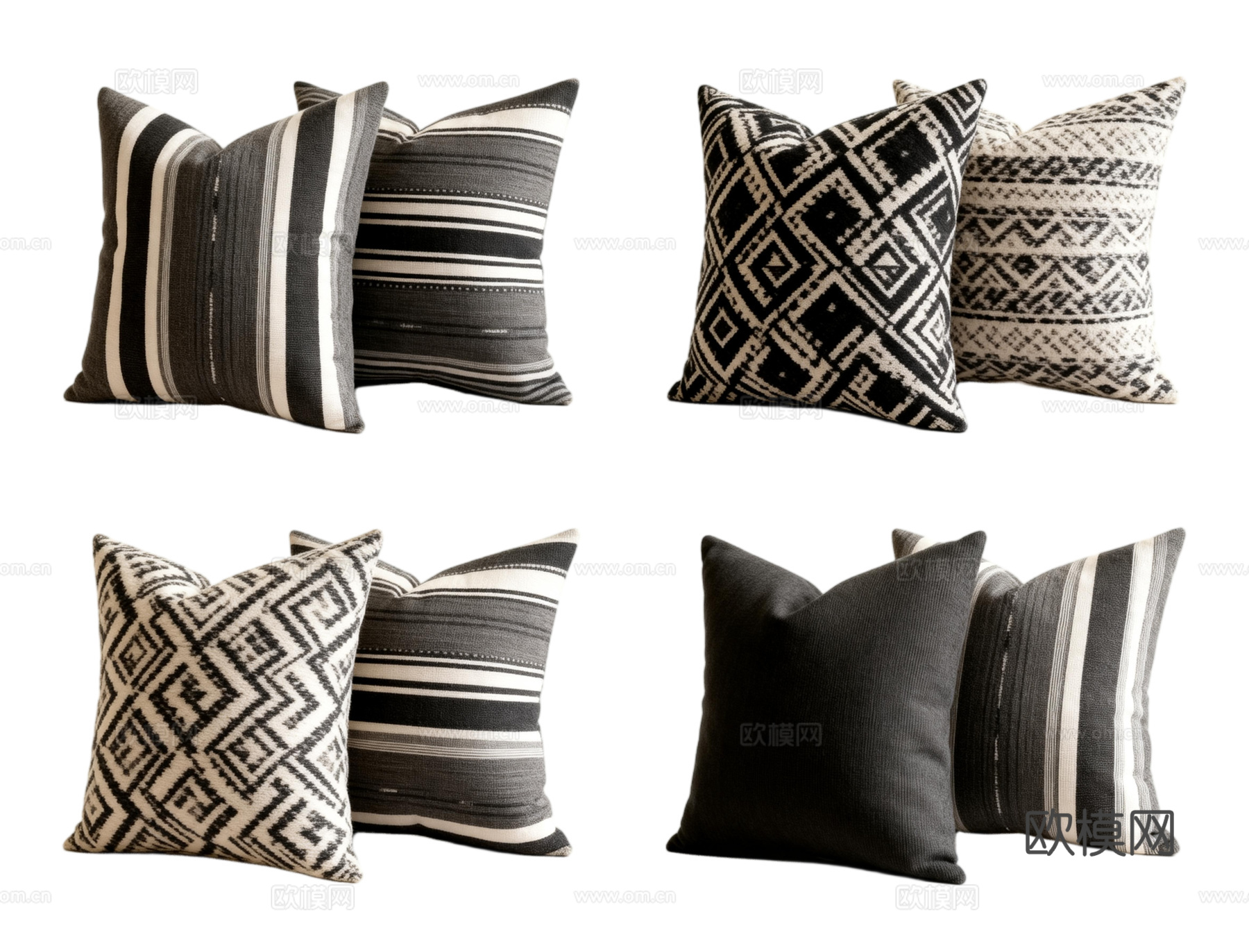 诧寂风抱枕 禅意抱黑白灰抱枕 黑白条纹抱枕 黑白几何图案抱枕