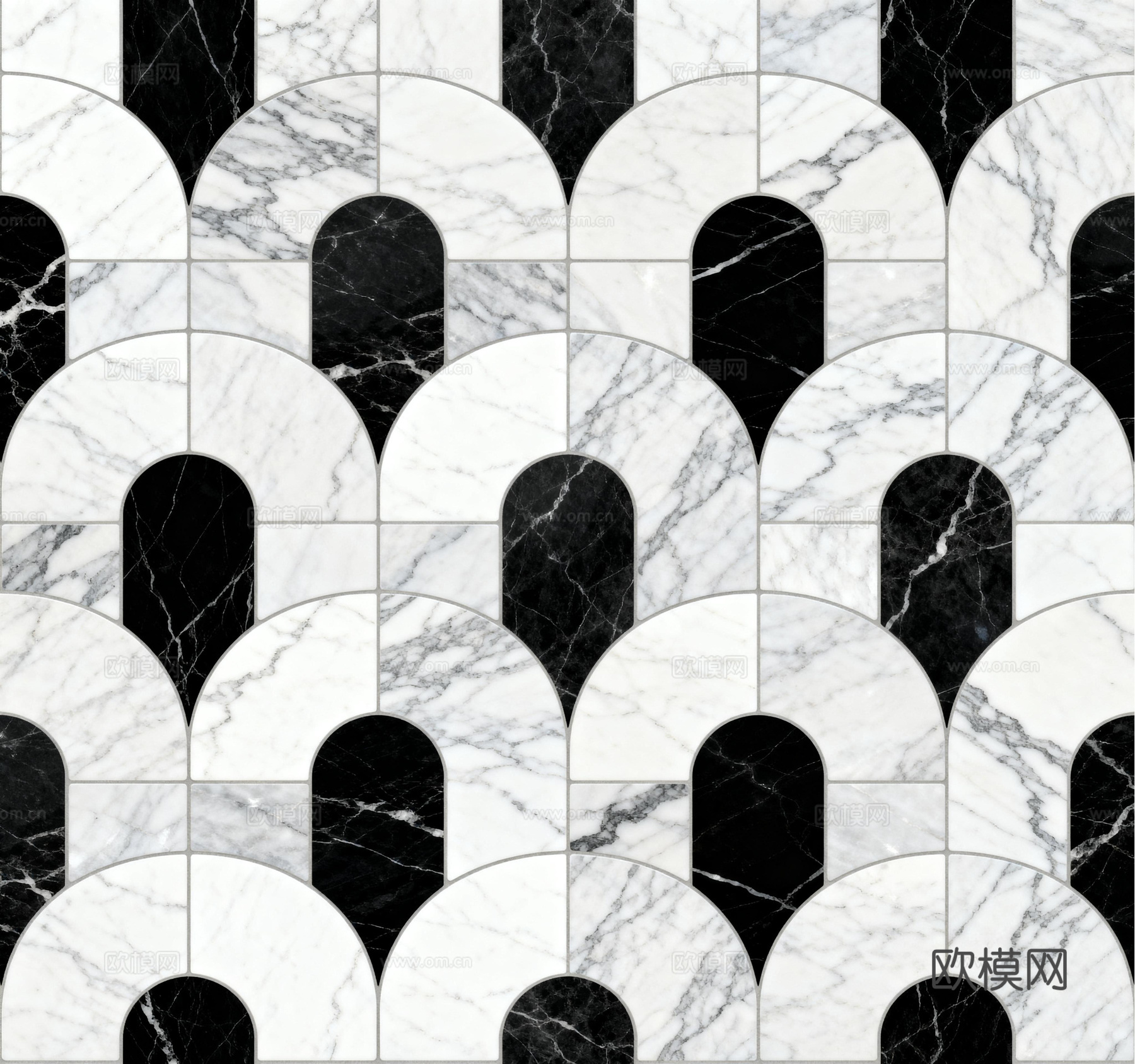 花砖 黑白石材拼花 几何图案水刀石材拼花地砖 石材马赛克