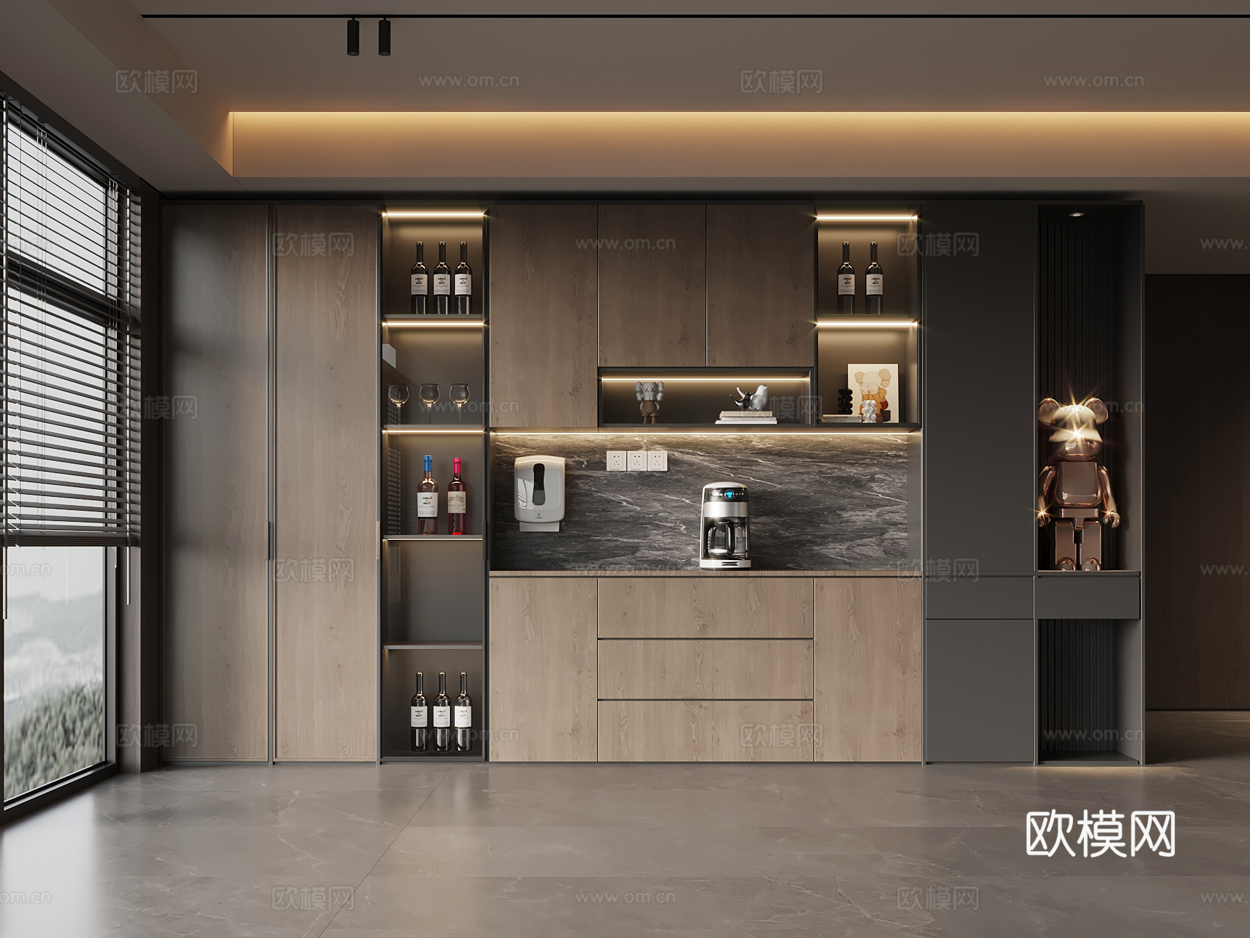 现代意式酒柜 餐边柜su模型