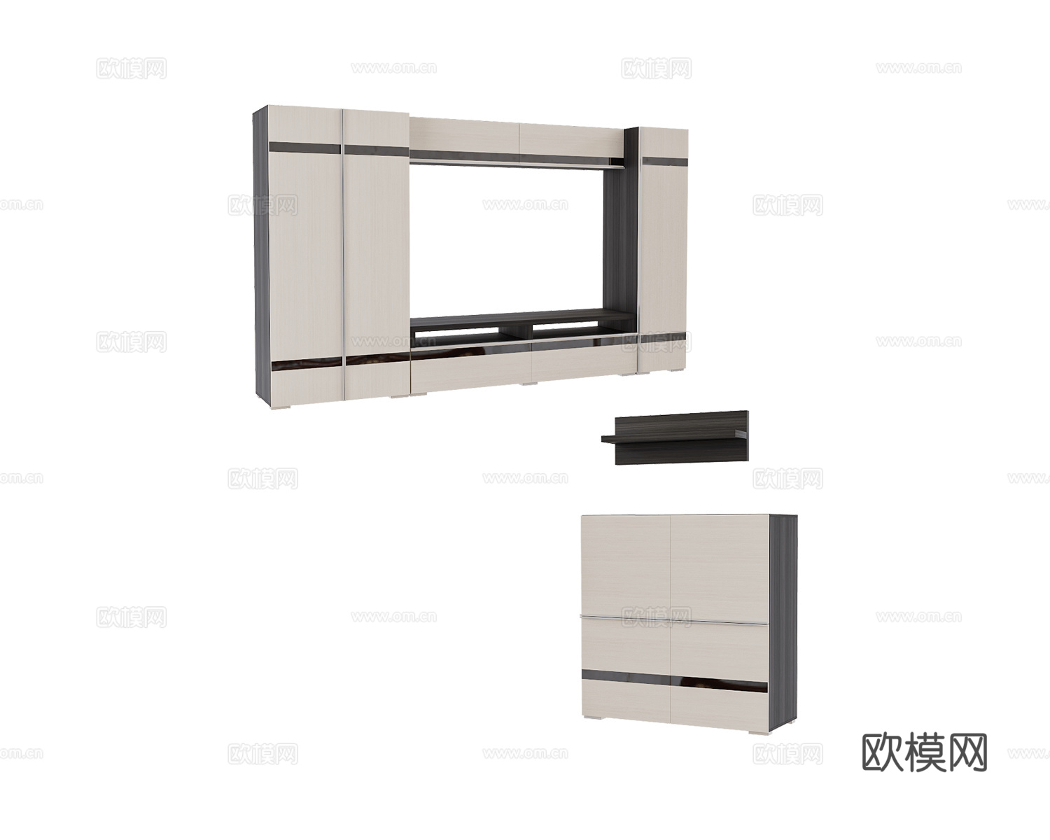 Mirlachev 电视墙 电视柜3d模型下载