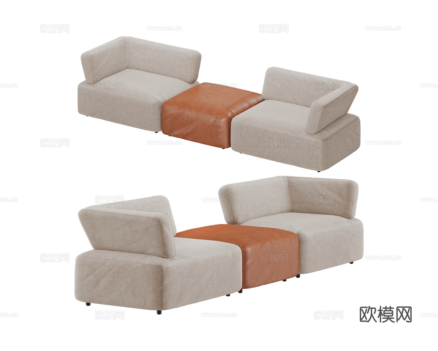 Jess 三人沙发3d模型下载
