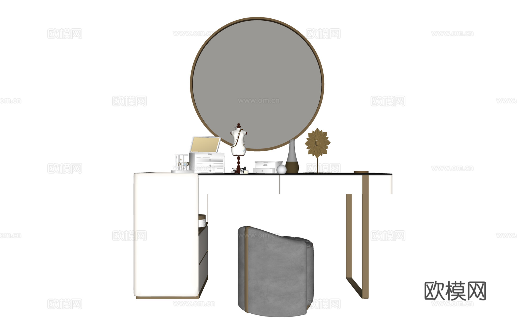 卧室 晾衣架 吹风机 衣服 化妆 桌子 镜子 梳妆镜 衣柜su模型