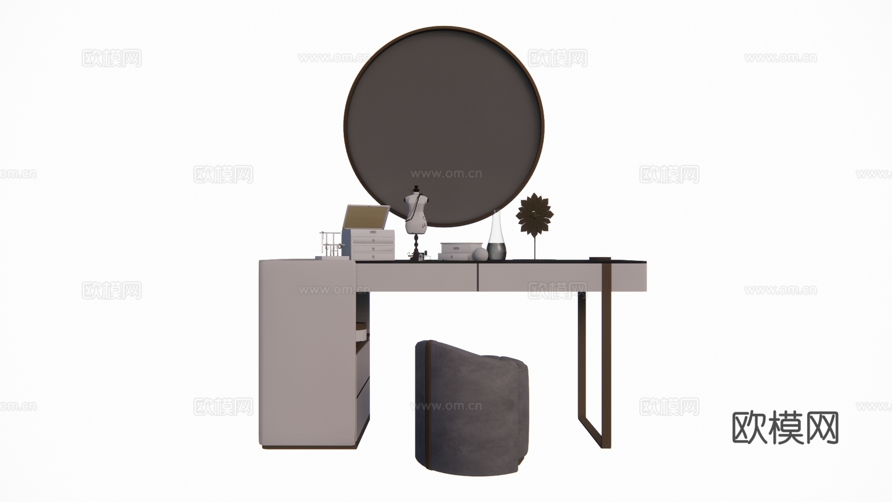 卧室 晾衣架 吹风机 衣服 化妆 桌子 镜子 梳妆镜 衣柜su模型