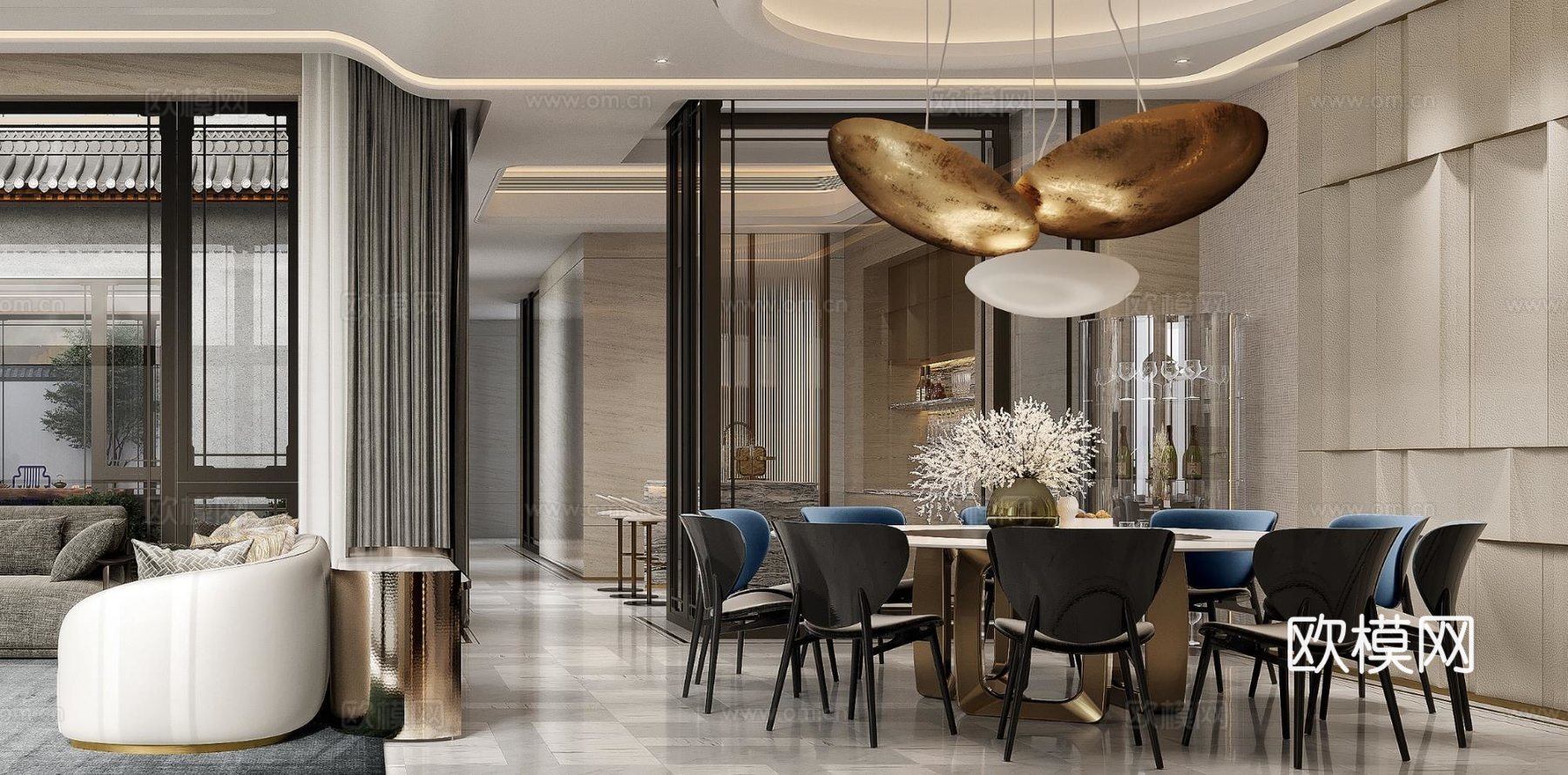 轻奢别墅 样板间 最新全套施工图 效果图合集cad施工图