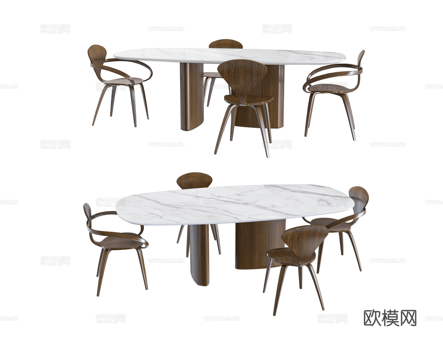 Actual design 意式餐桌椅3d模型下载（渲染图1）